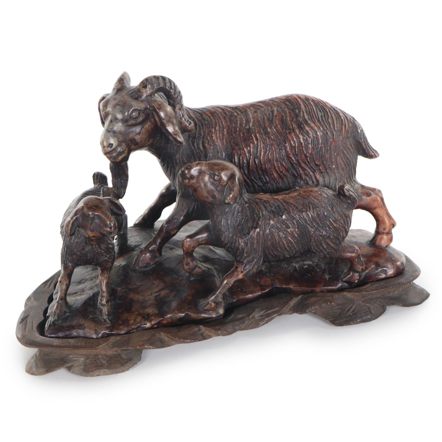 Chinese Stone Carving of Goats