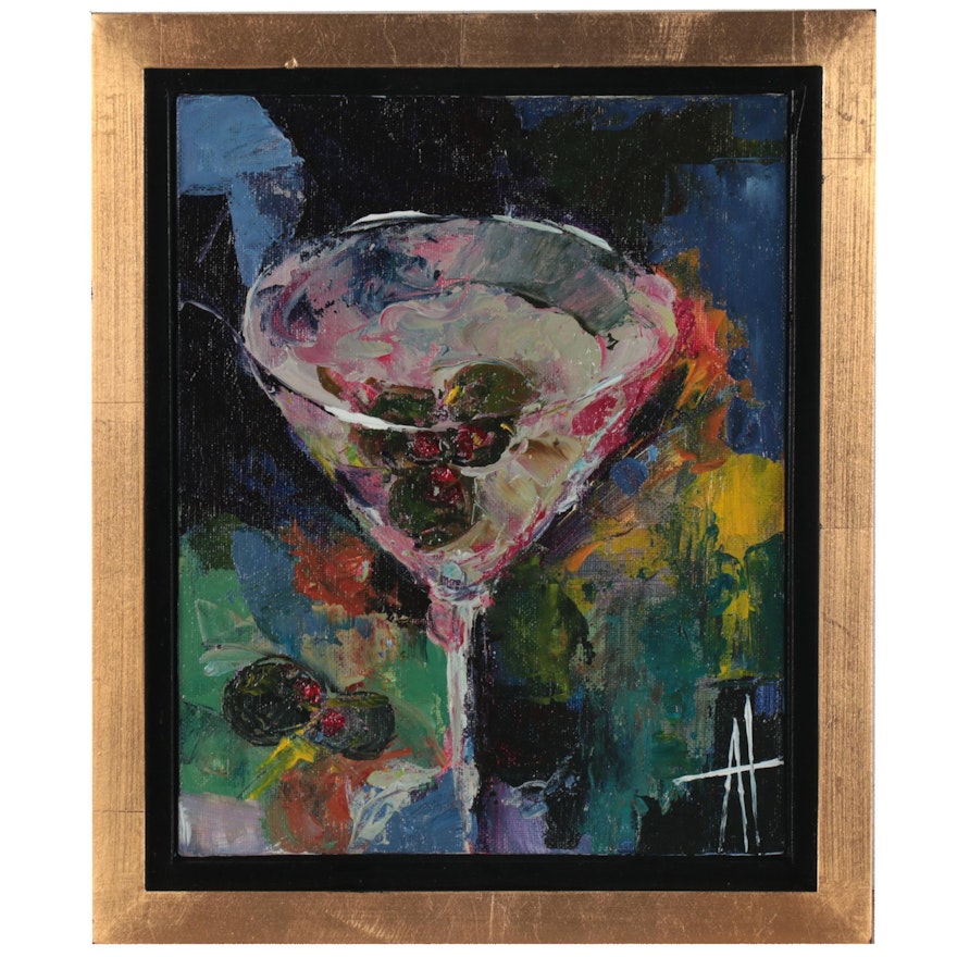 Anne Thouthip Acrylic Painting of Martini Glass, 2018