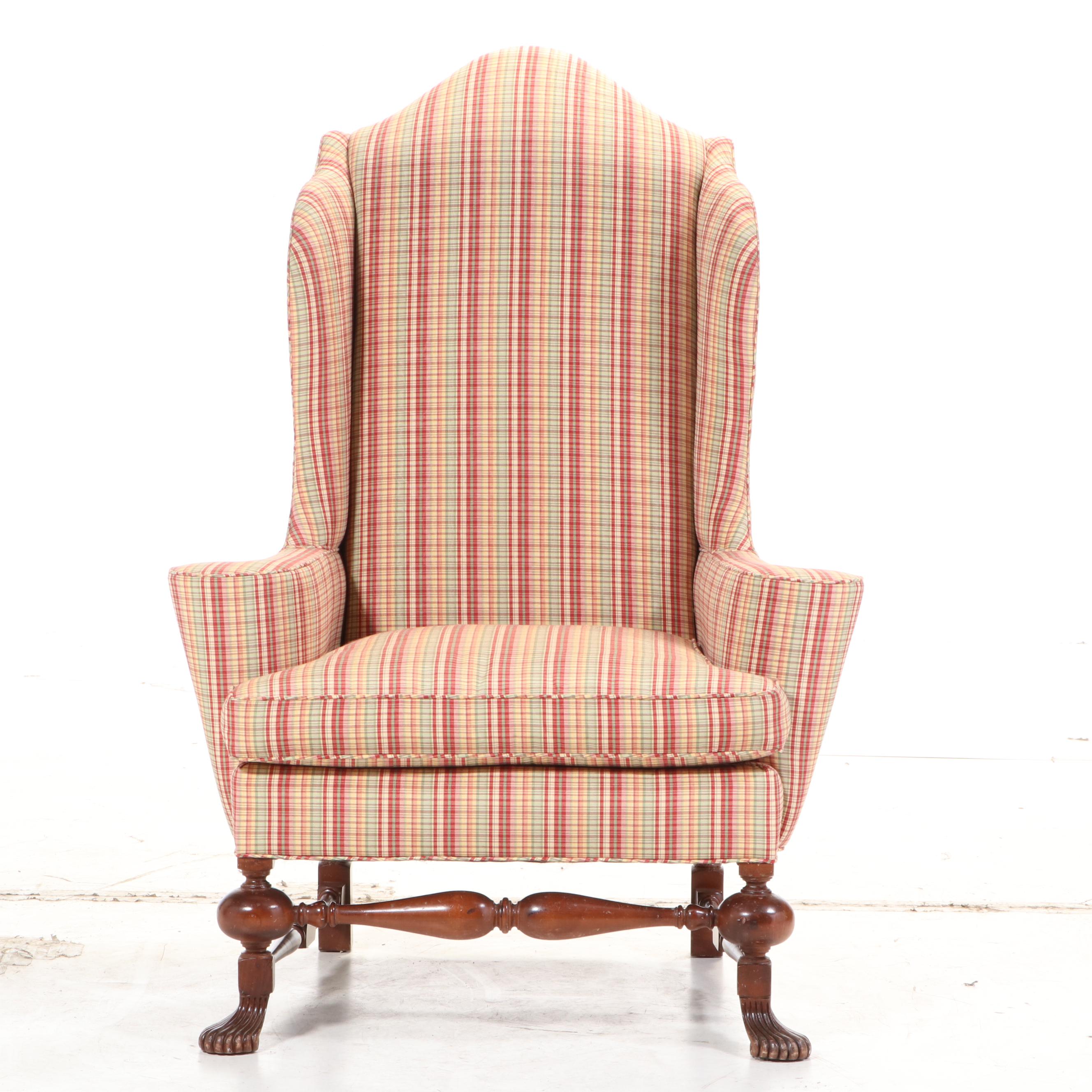 George II Style Wingback Armchair with Spanish Foot