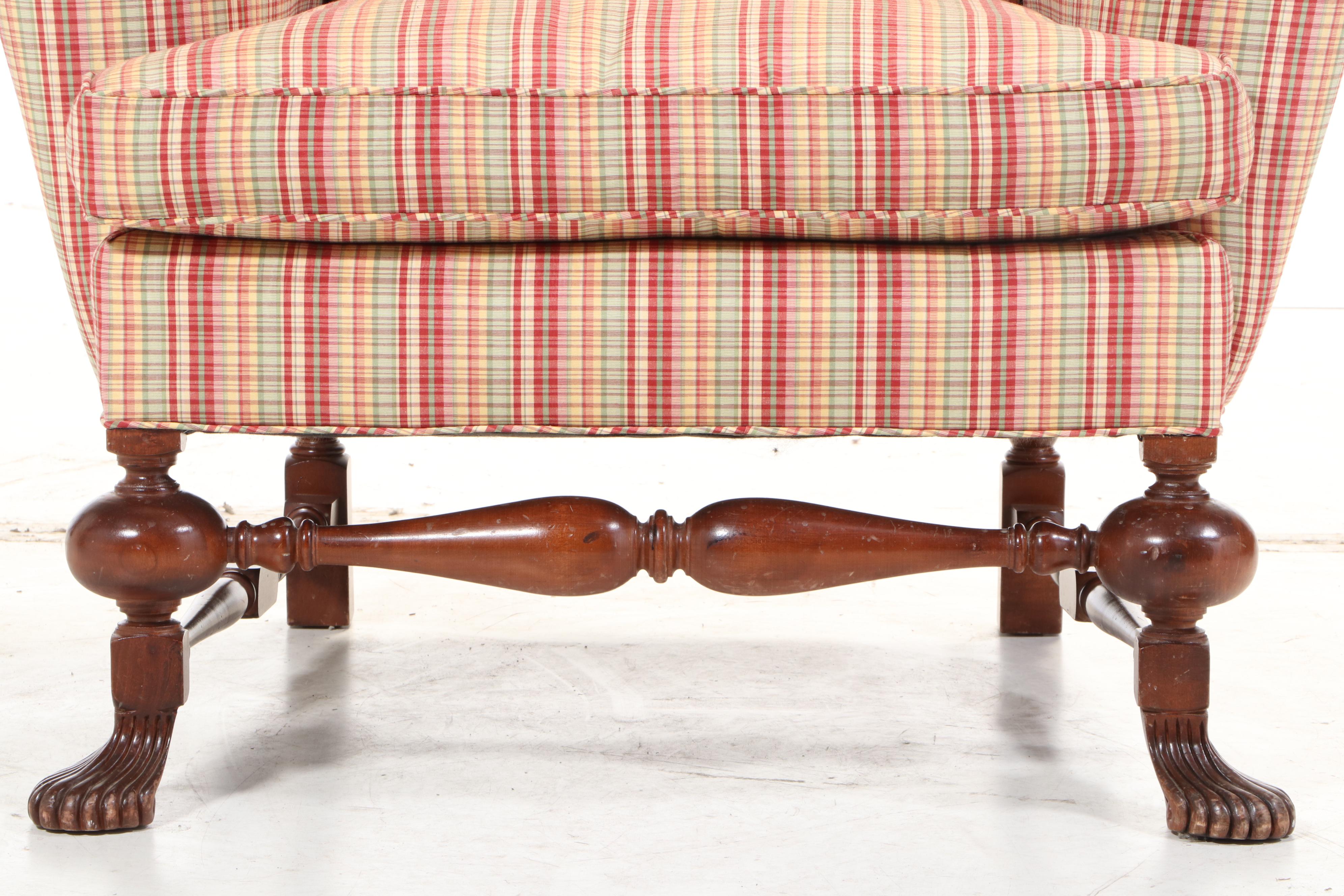 George II Style Wingback Armchair with Spanish Foot