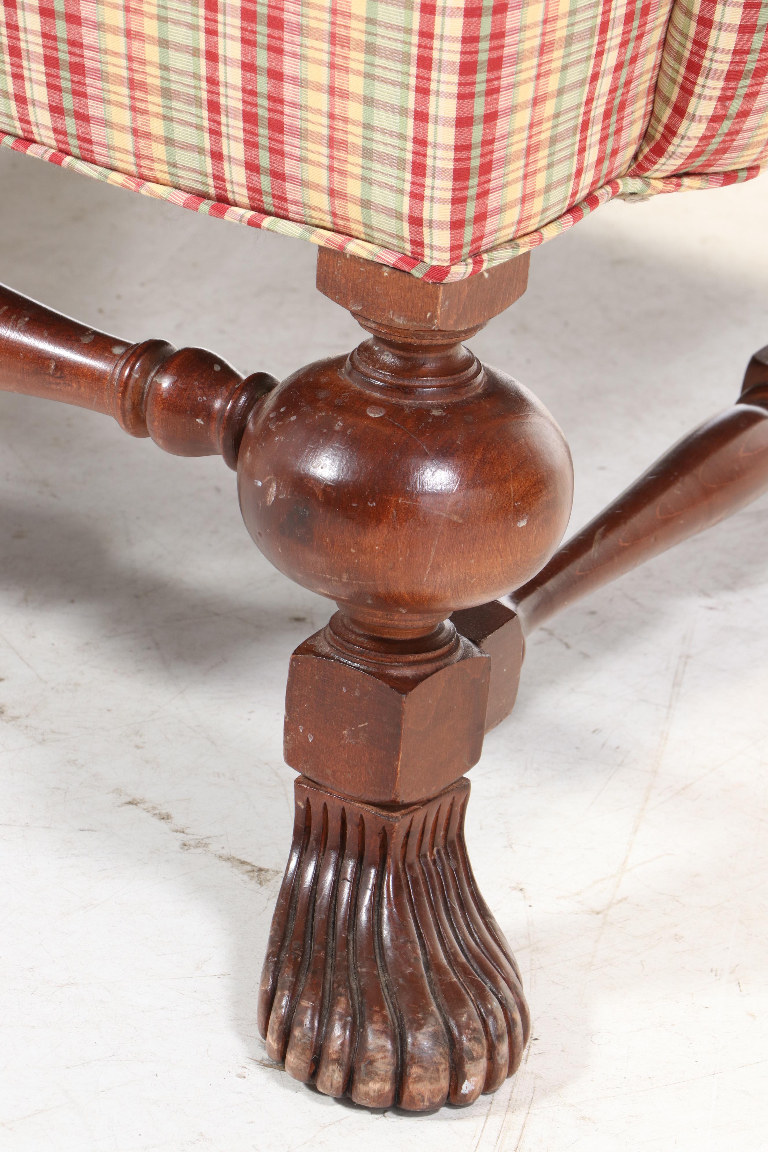 George II Style Wingback Armchair with Spanish Foot