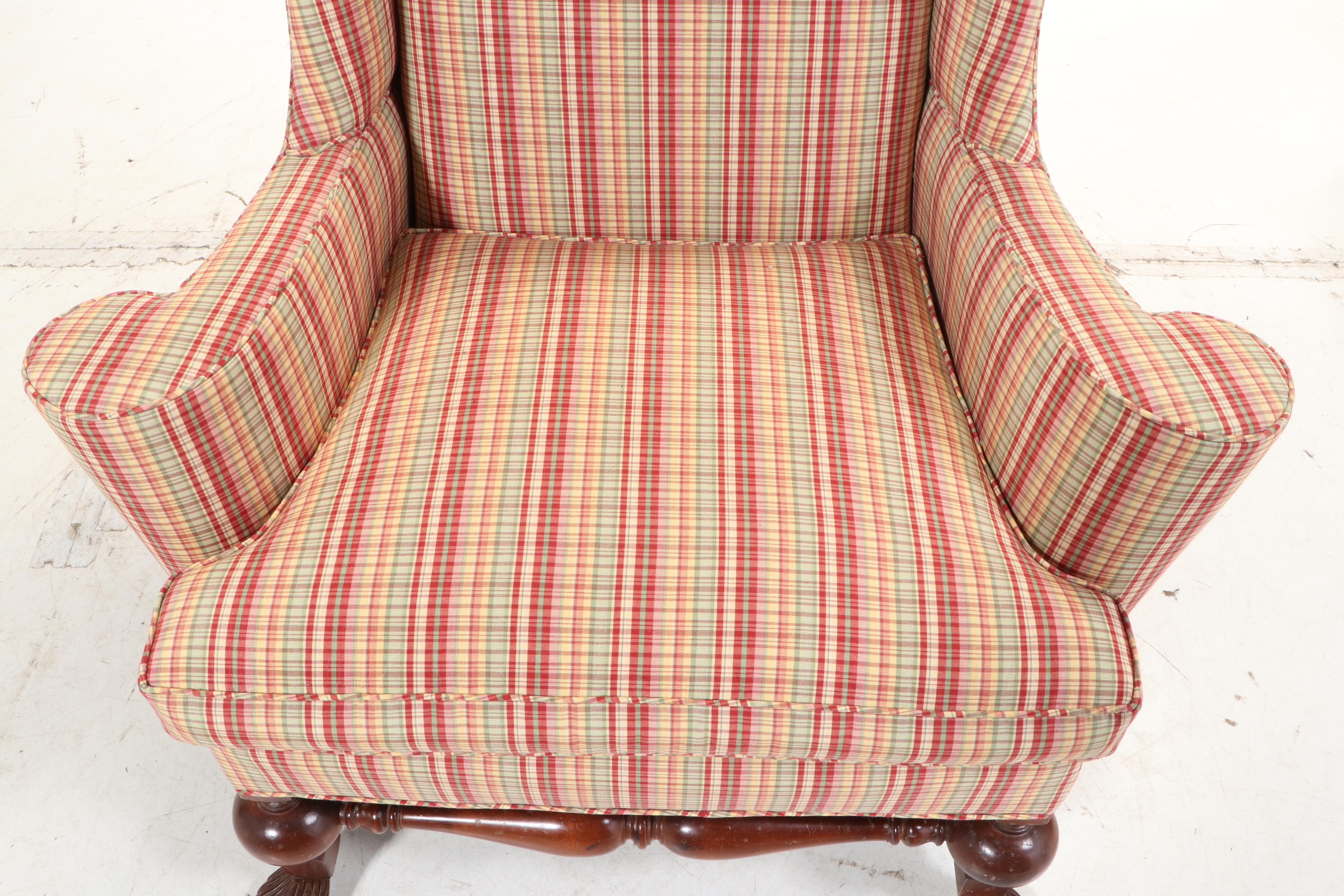 George II Style Wingback Armchair with Spanish Foot