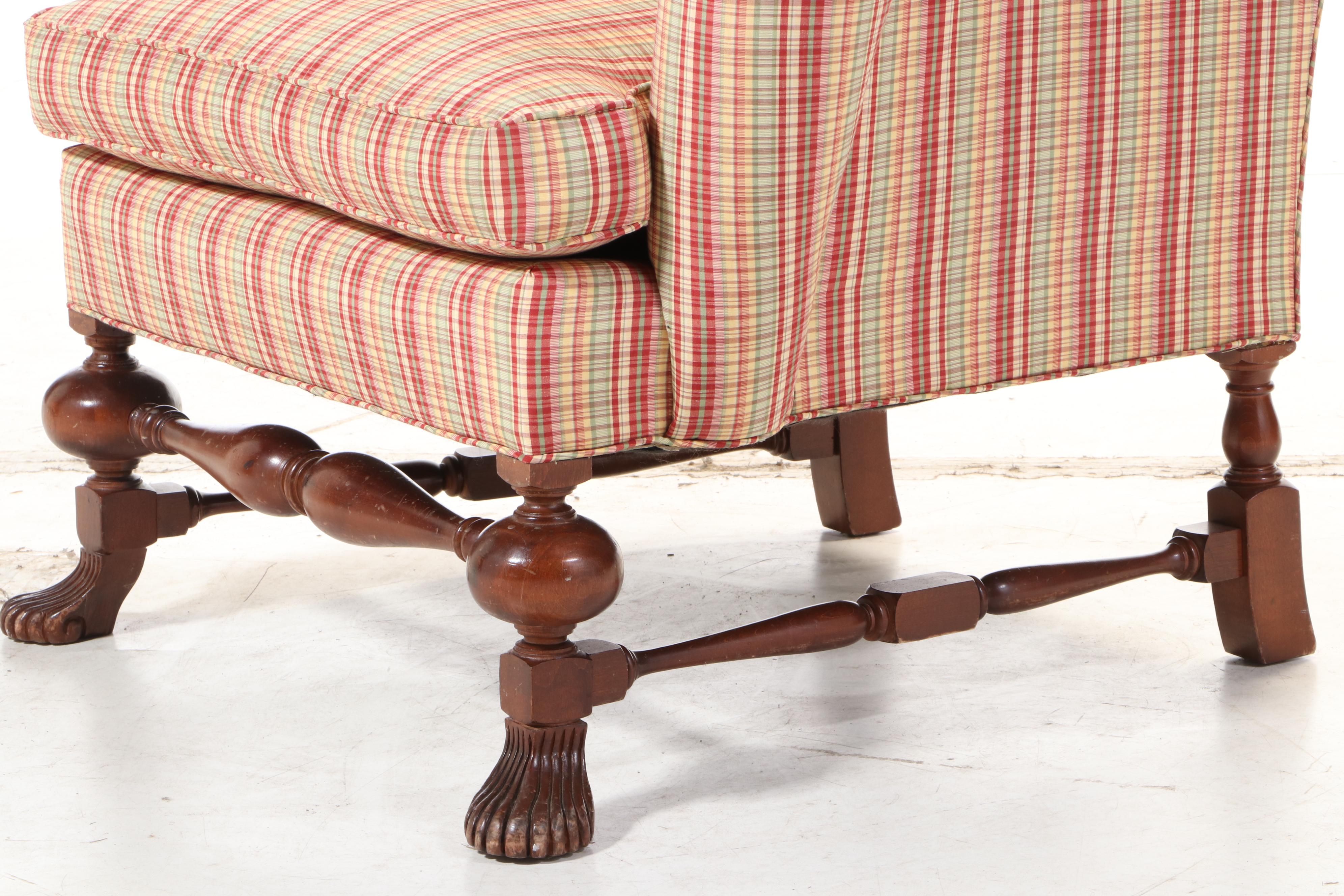 George II Style Wingback Armchair with Spanish Foot