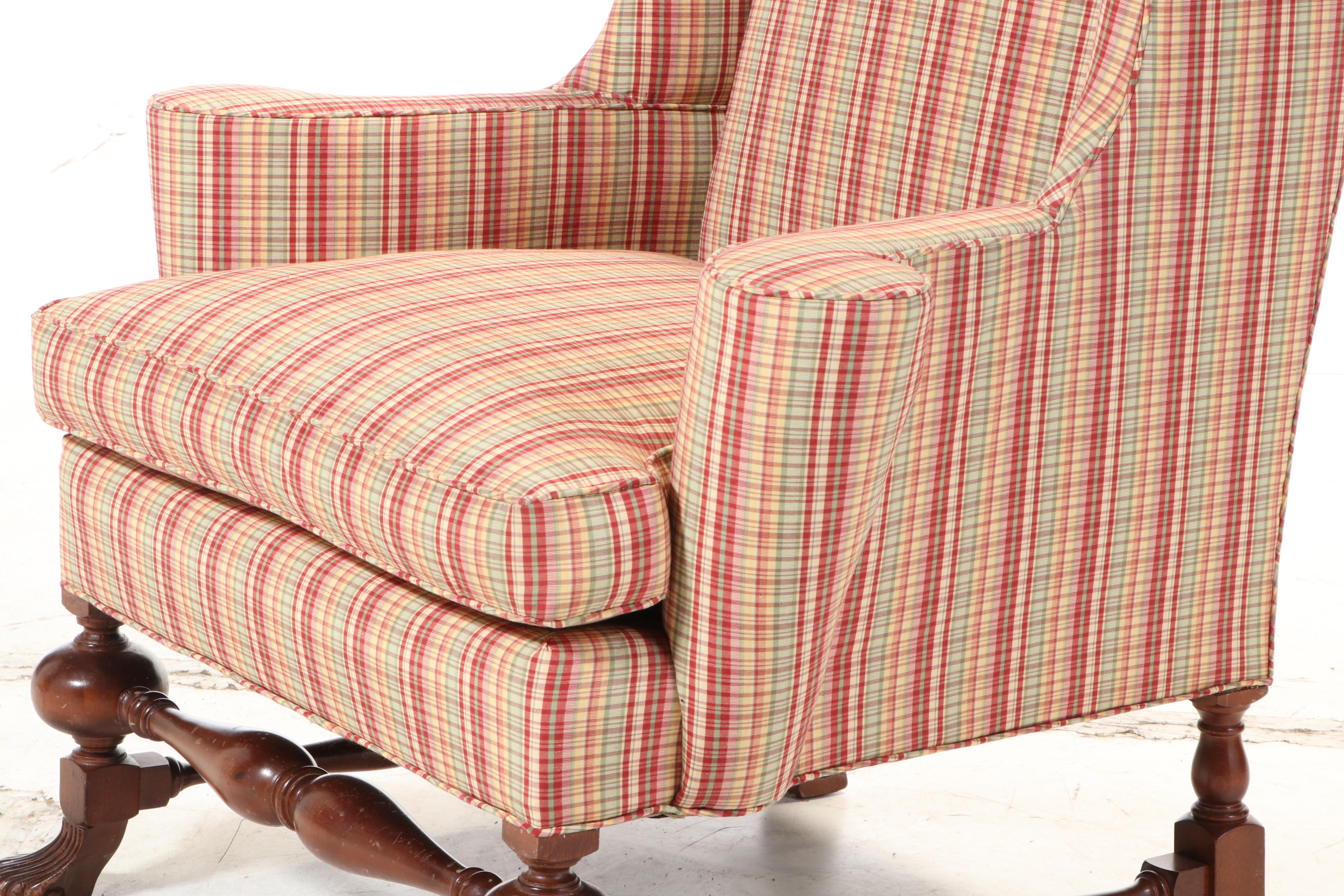 George II Style Wingback Armchair with Spanish Foot