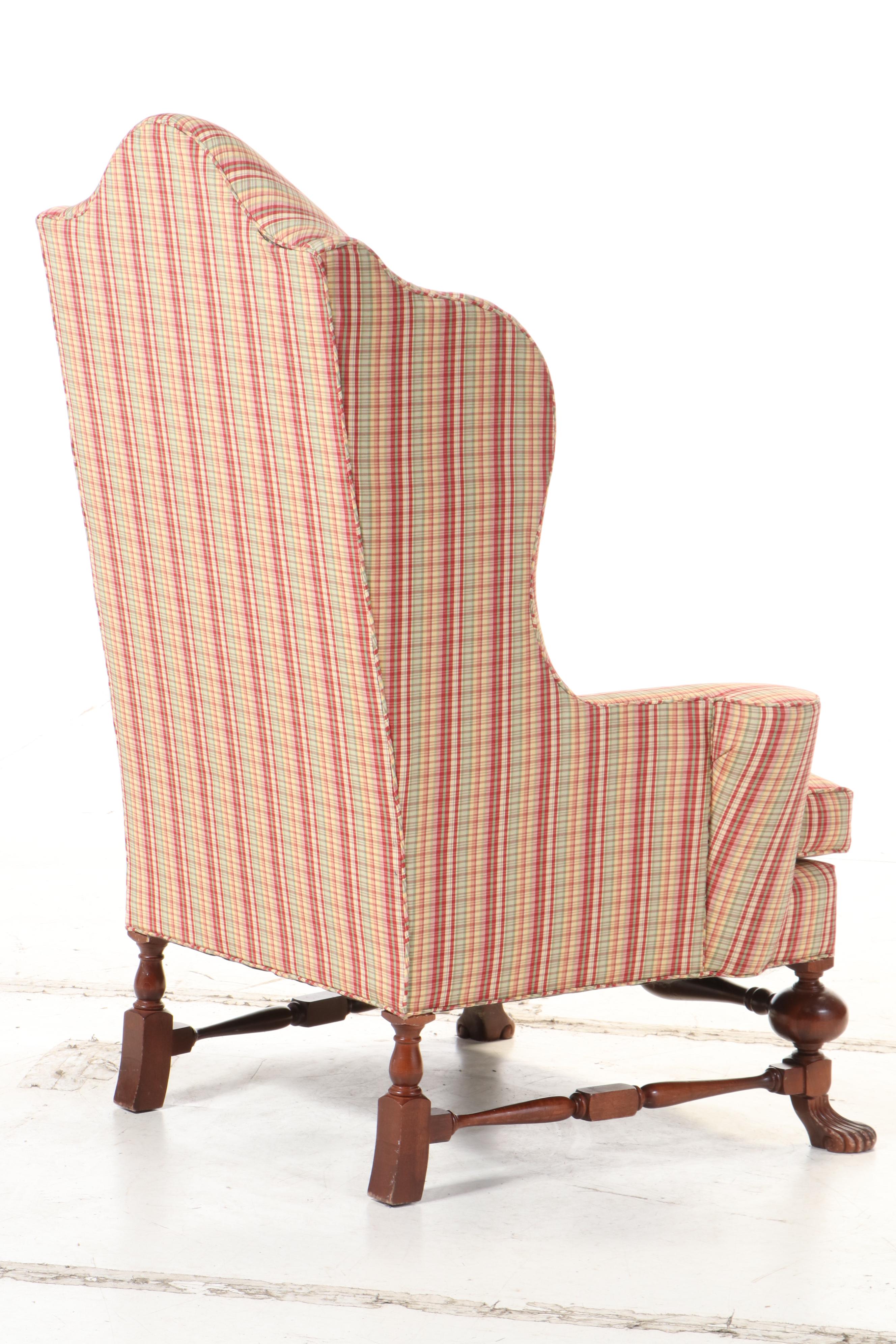 George II Style Wingback Armchair with Spanish Foot