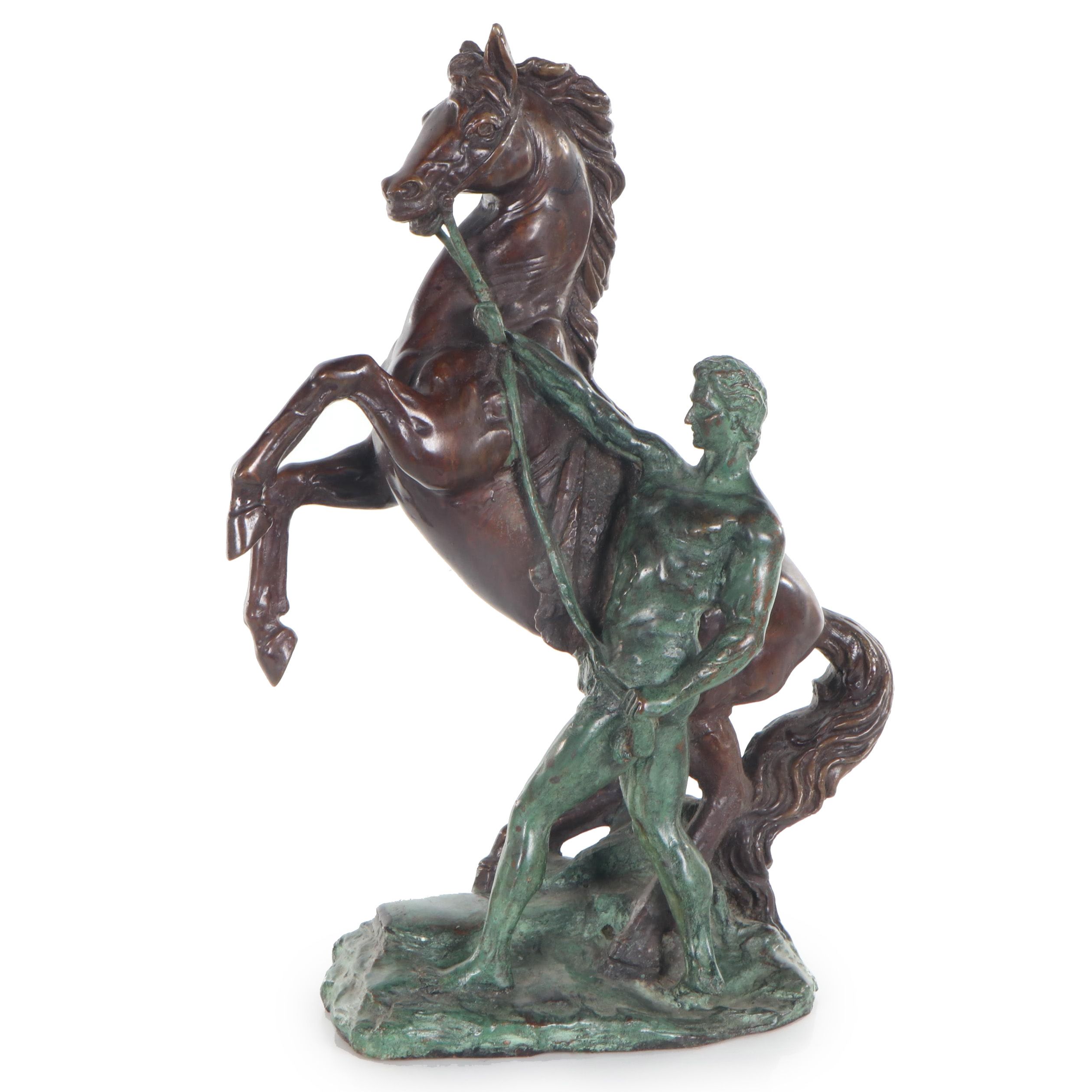 Maitland-Smith Bronze Sculpture of Classical Style Figure and Horse