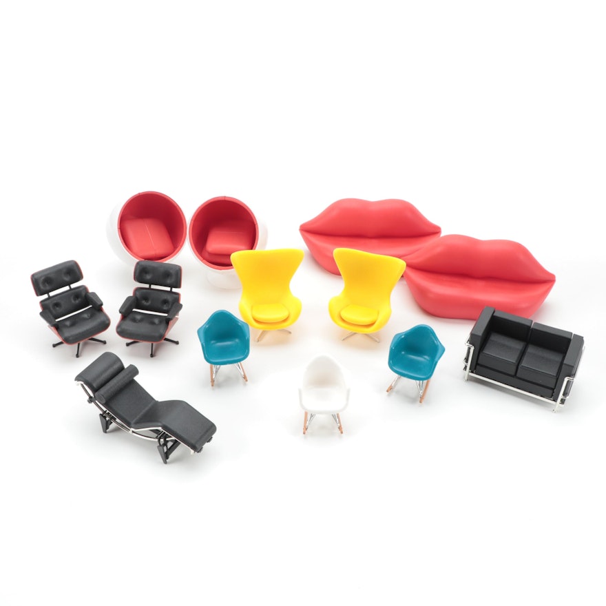 Vitra Miniatures Collection Egg Chairs and Other Mid-Century Modern Chairs