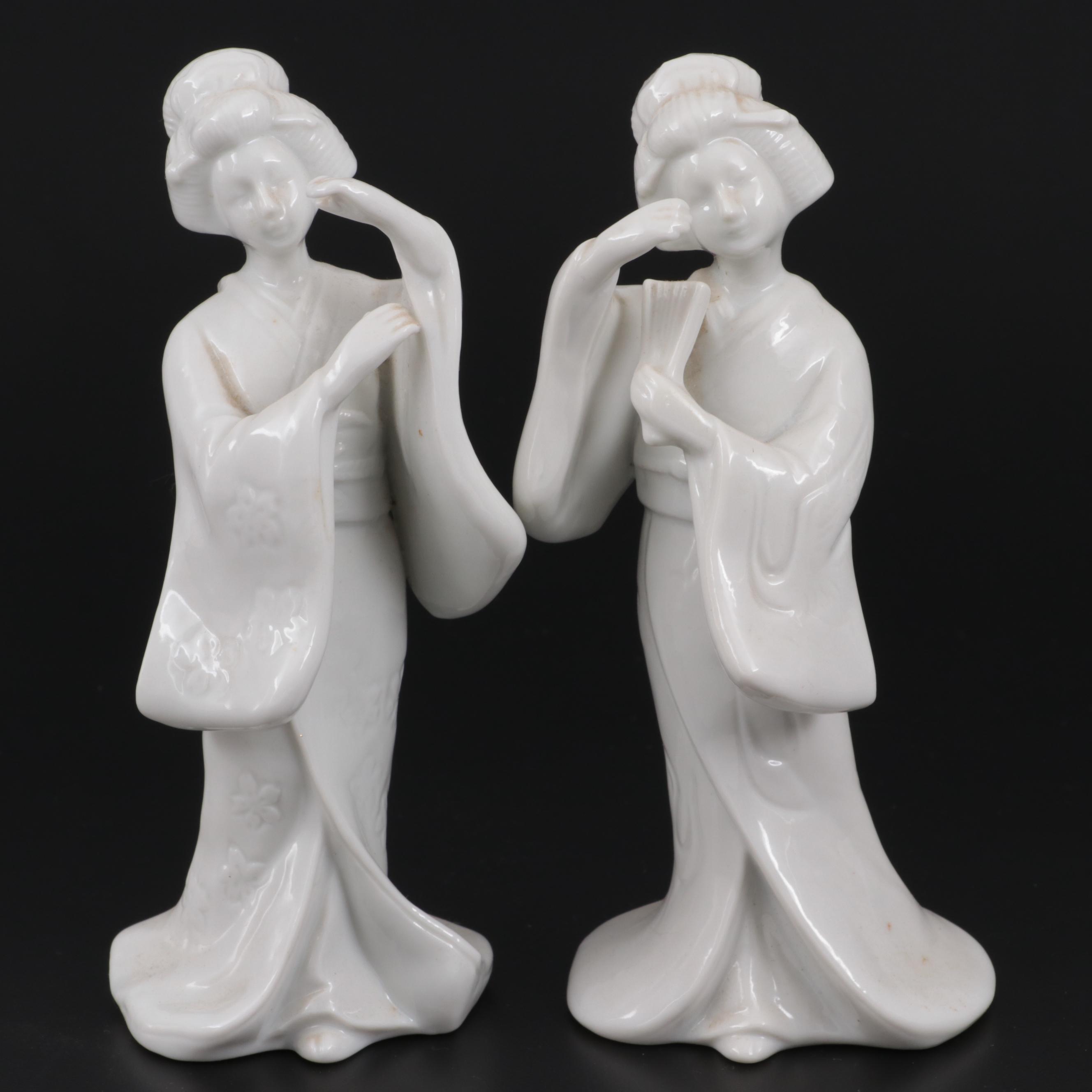 Homco  Imports Blanc de Chine Porcelain Dancing Figurines, Late 20th Century