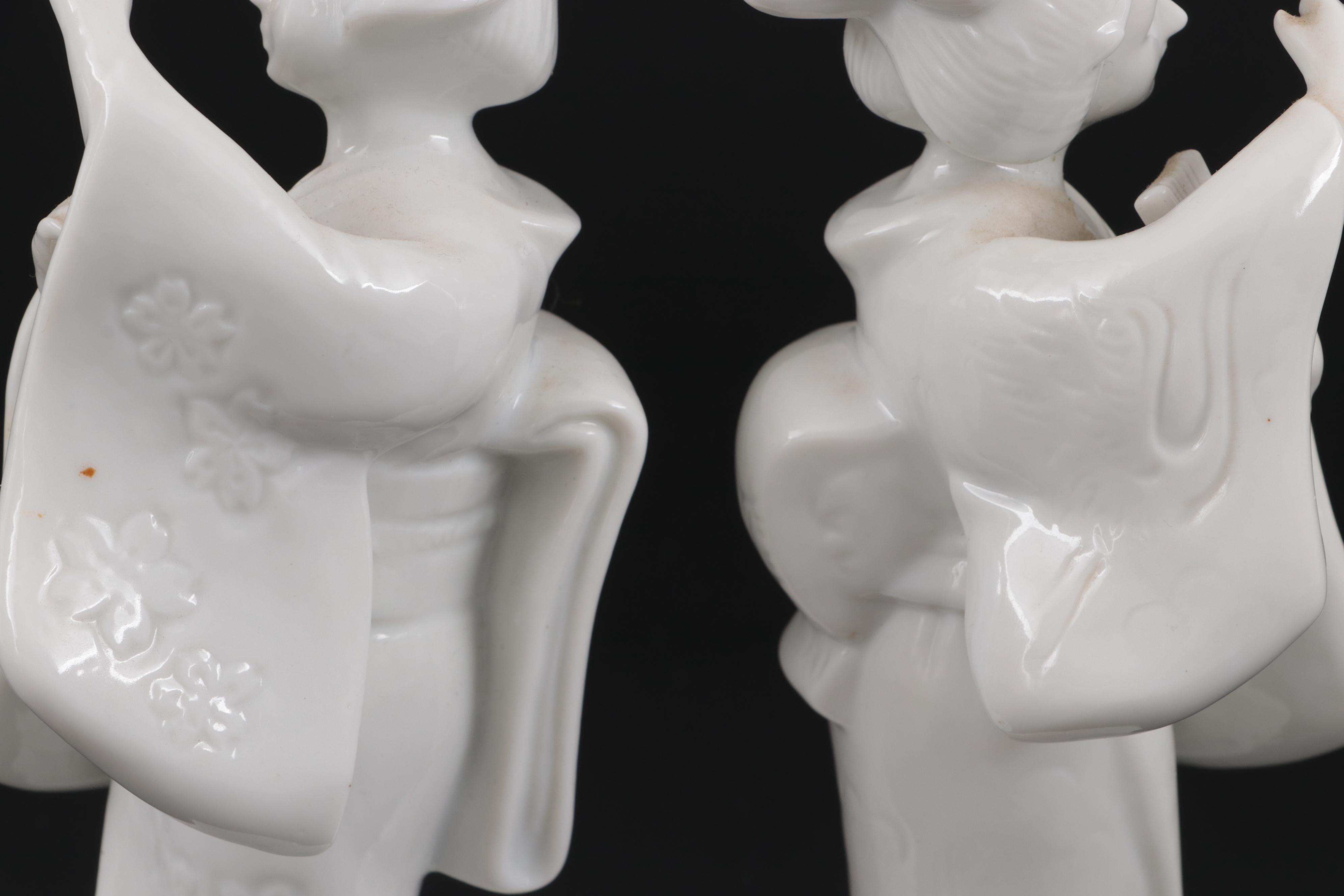 Homco  Imports Blanc de Chine Porcelain Dancing Figurines, Late 20th Century