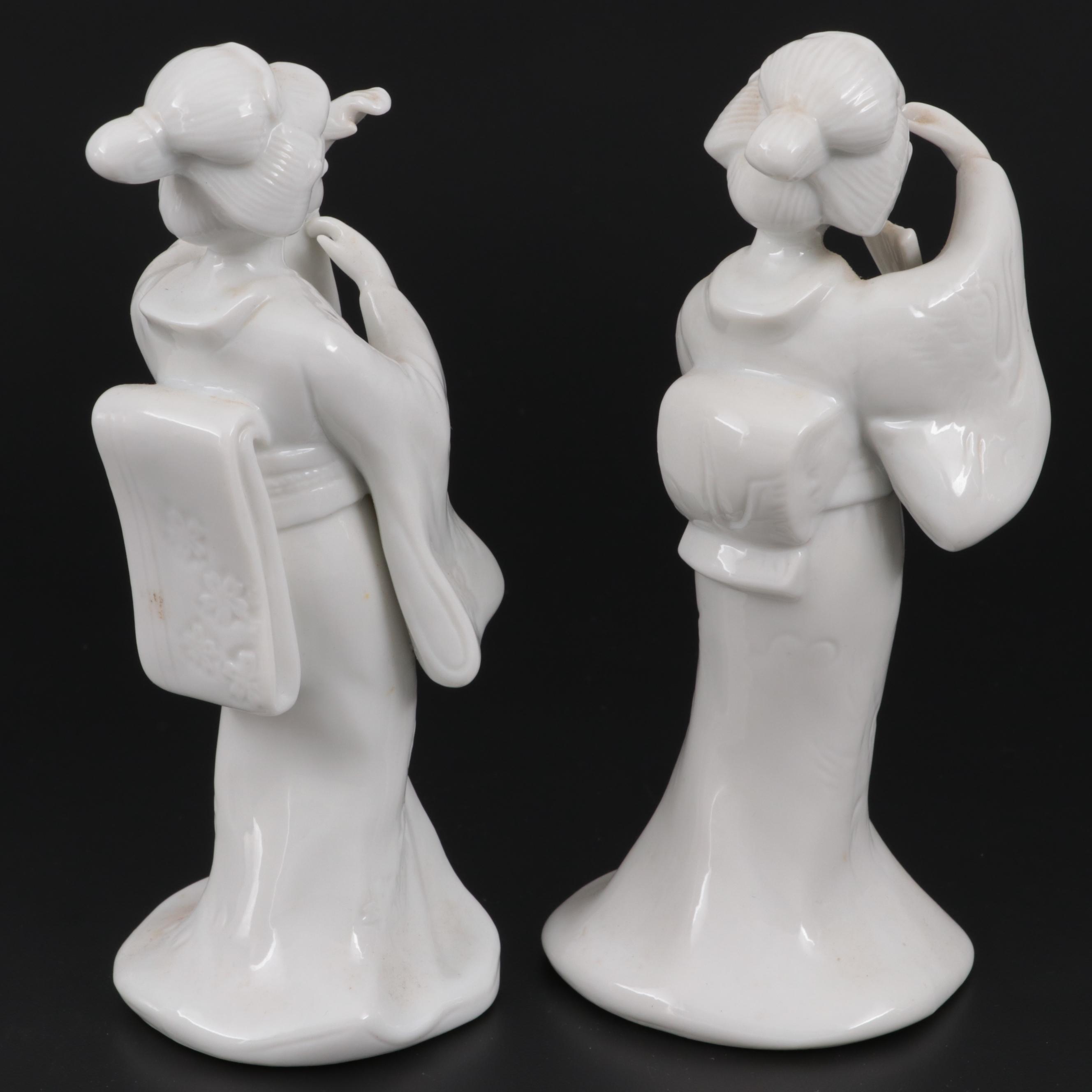 Homco  Imports Blanc de Chine Porcelain Dancing Figurines, Late 20th Century