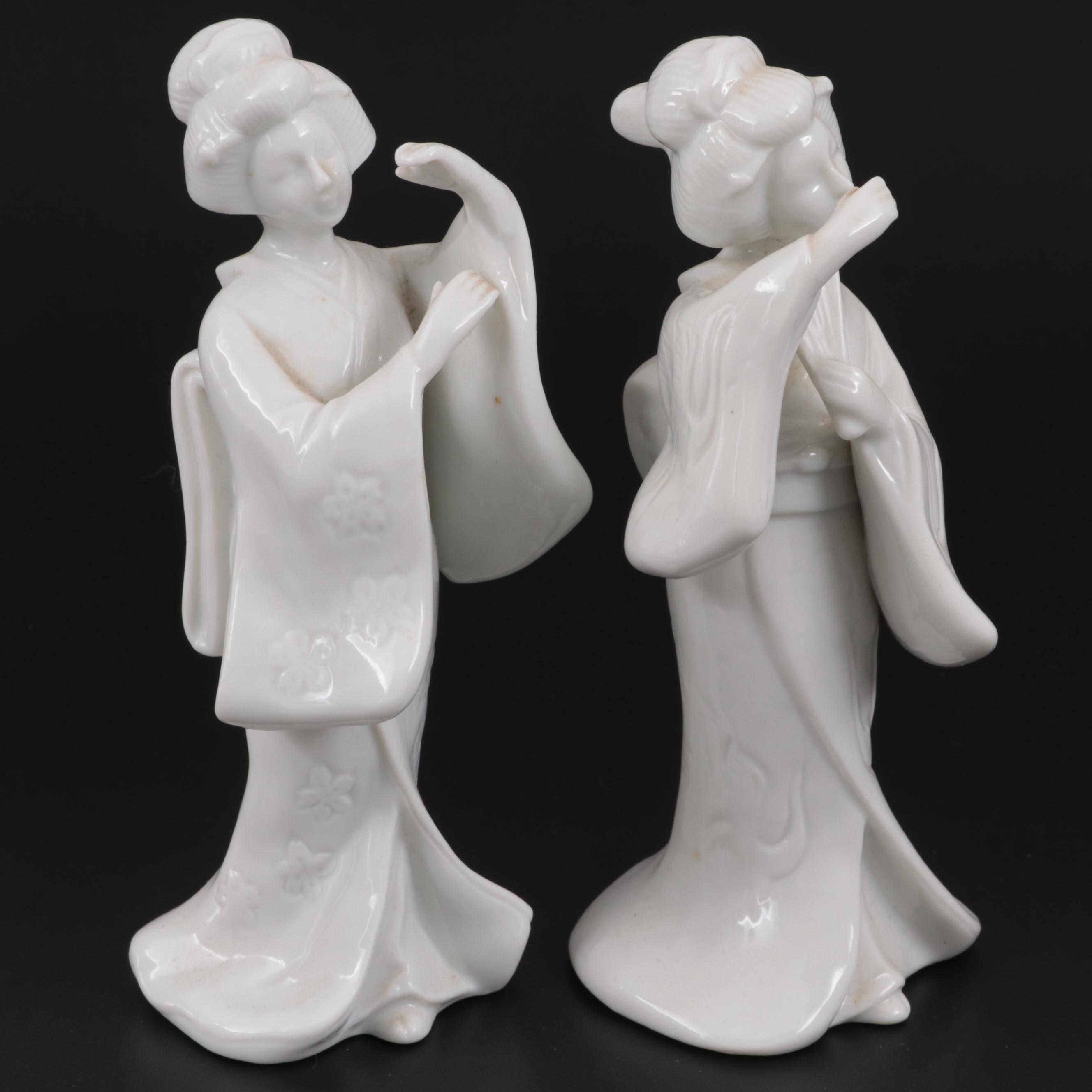 Homco  Imports Blanc de Chine Porcelain Dancing Figurines, Late 20th Century