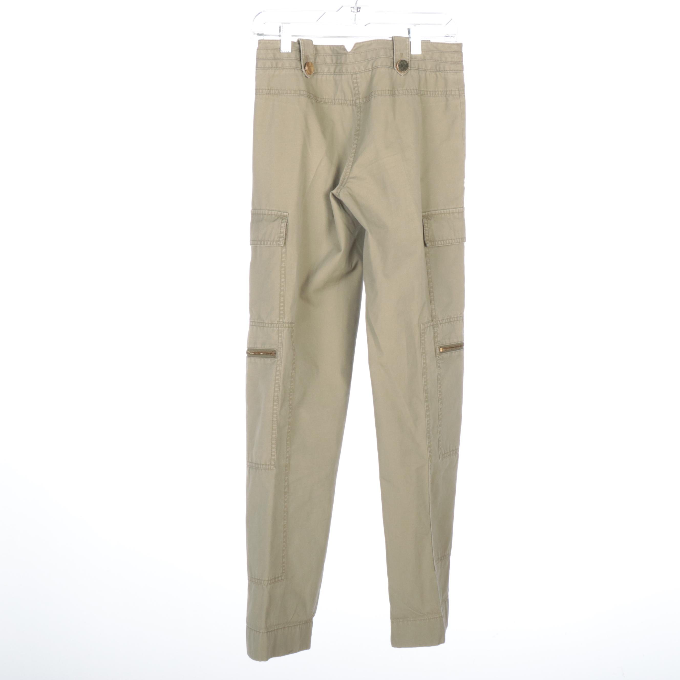 Tory Burch Khaki Green Cotton Cargo Pants