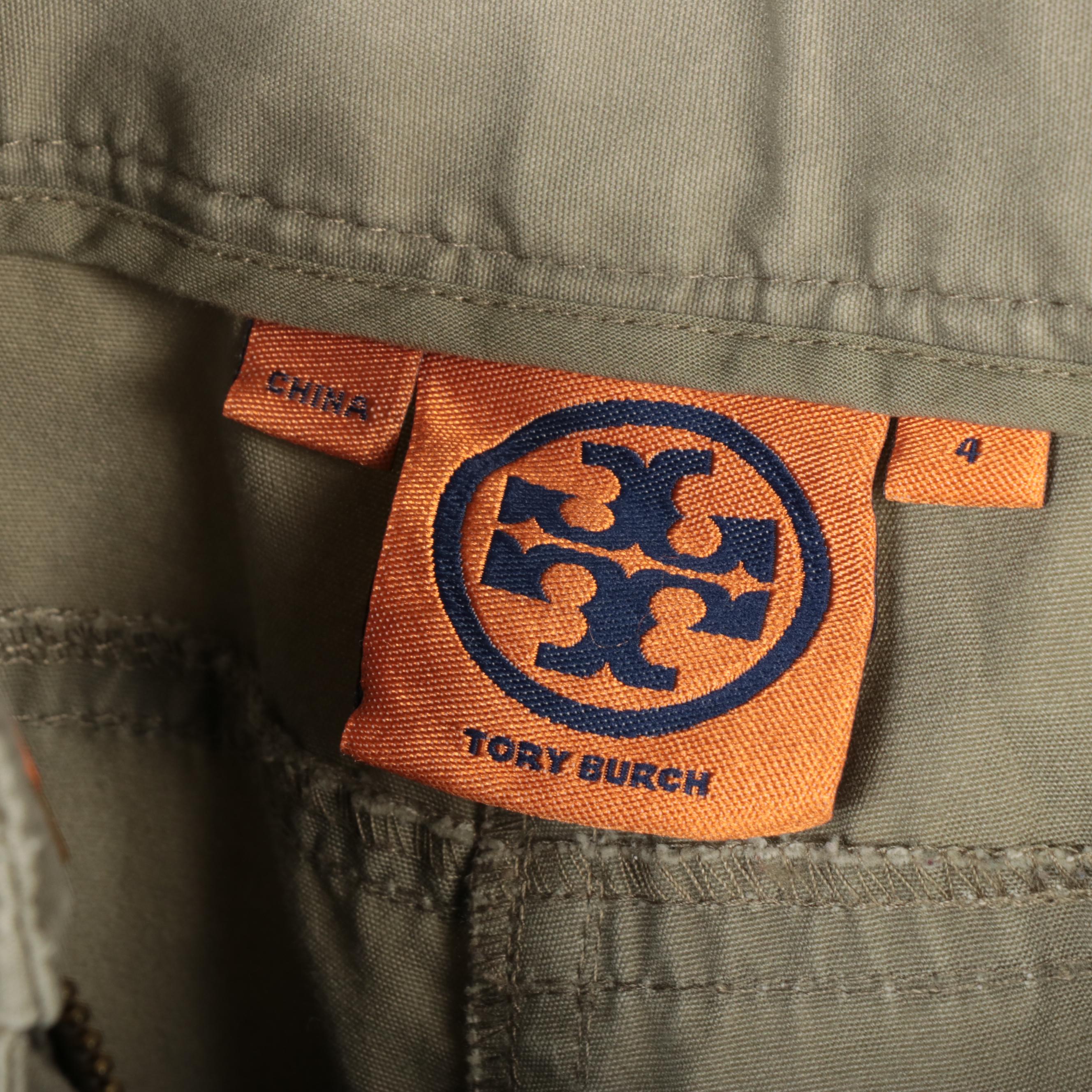 Tory Burch Khaki Green Cotton Cargo Pants