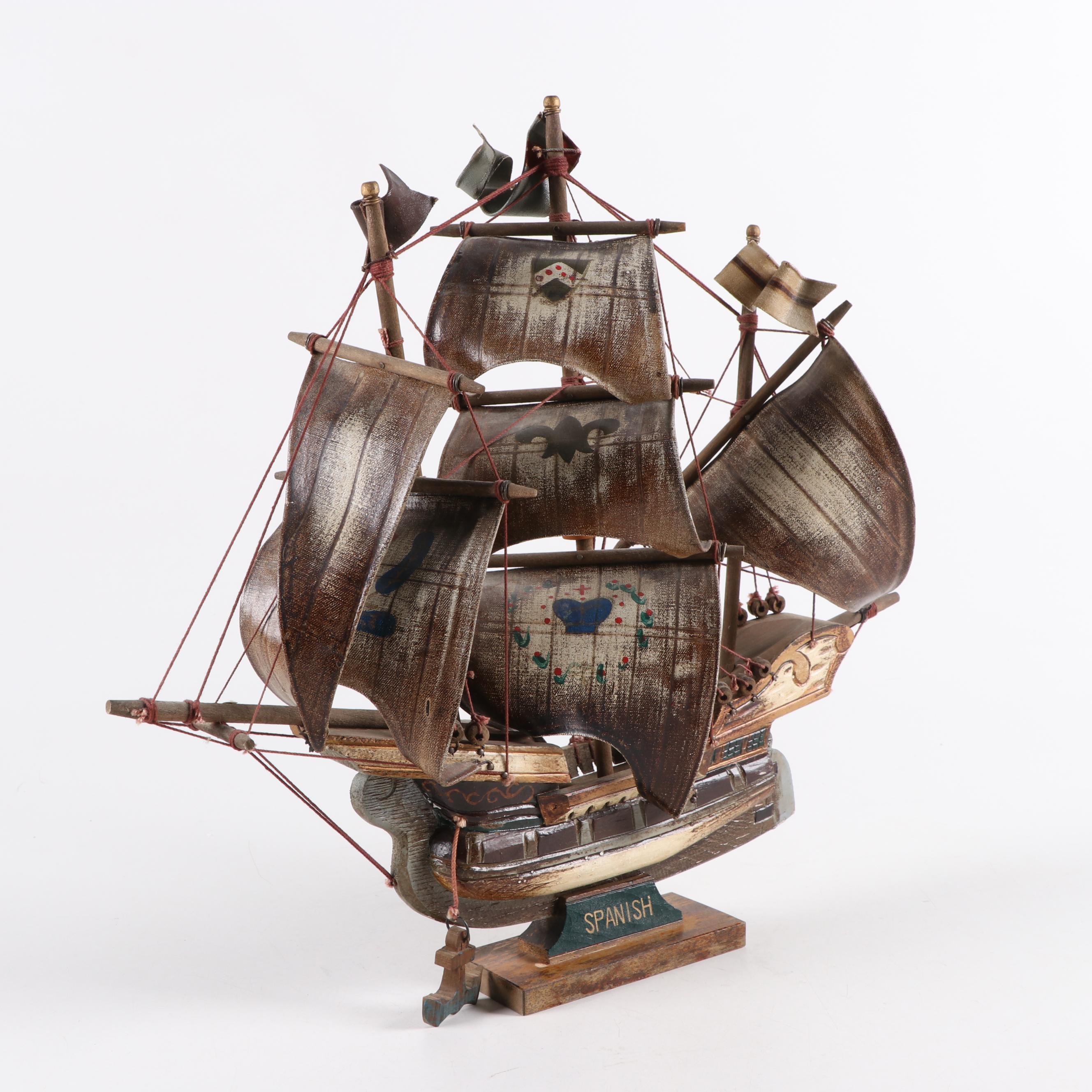 Wood and Canvas Spanish Galleon Model