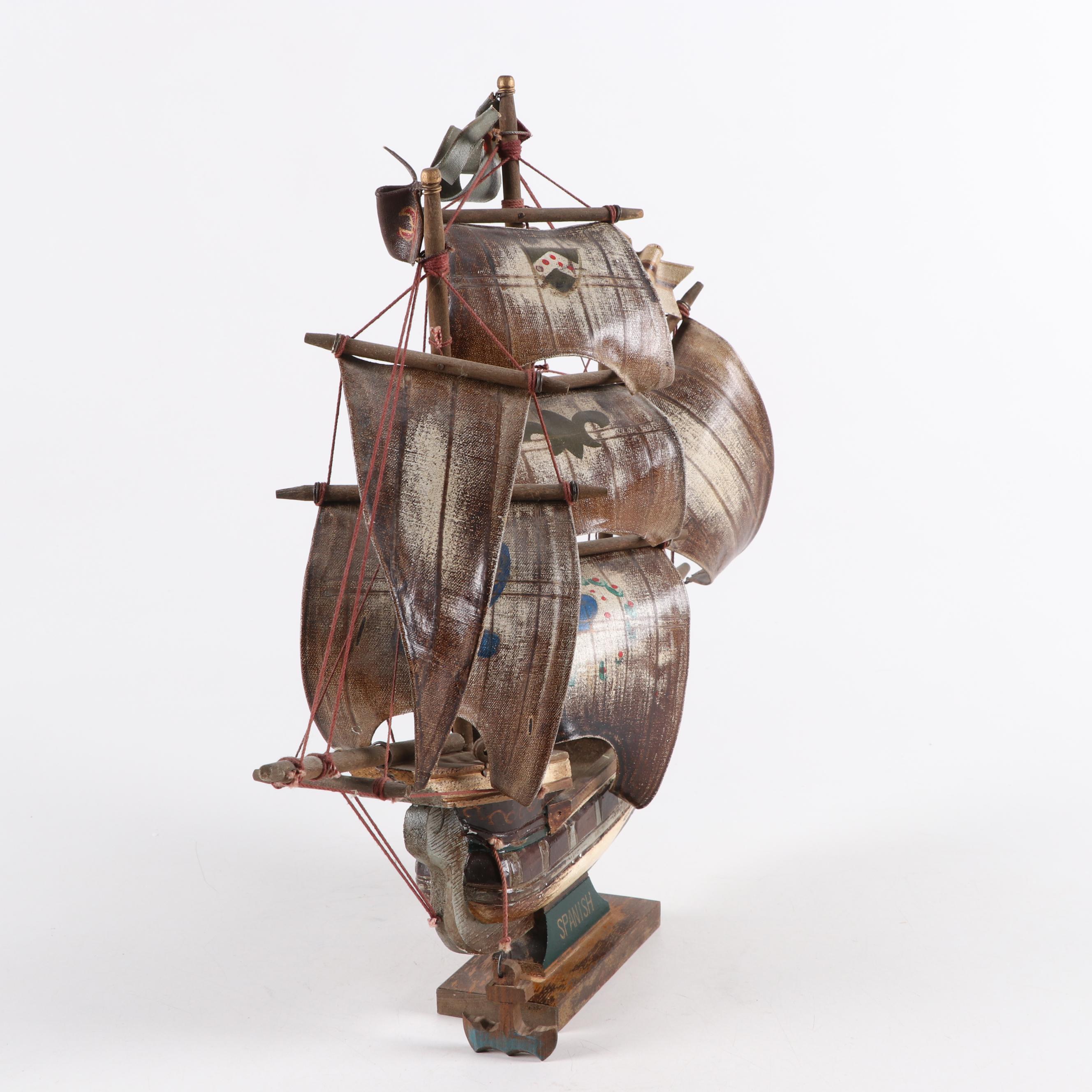 Wood and Canvas Spanish Galleon Model