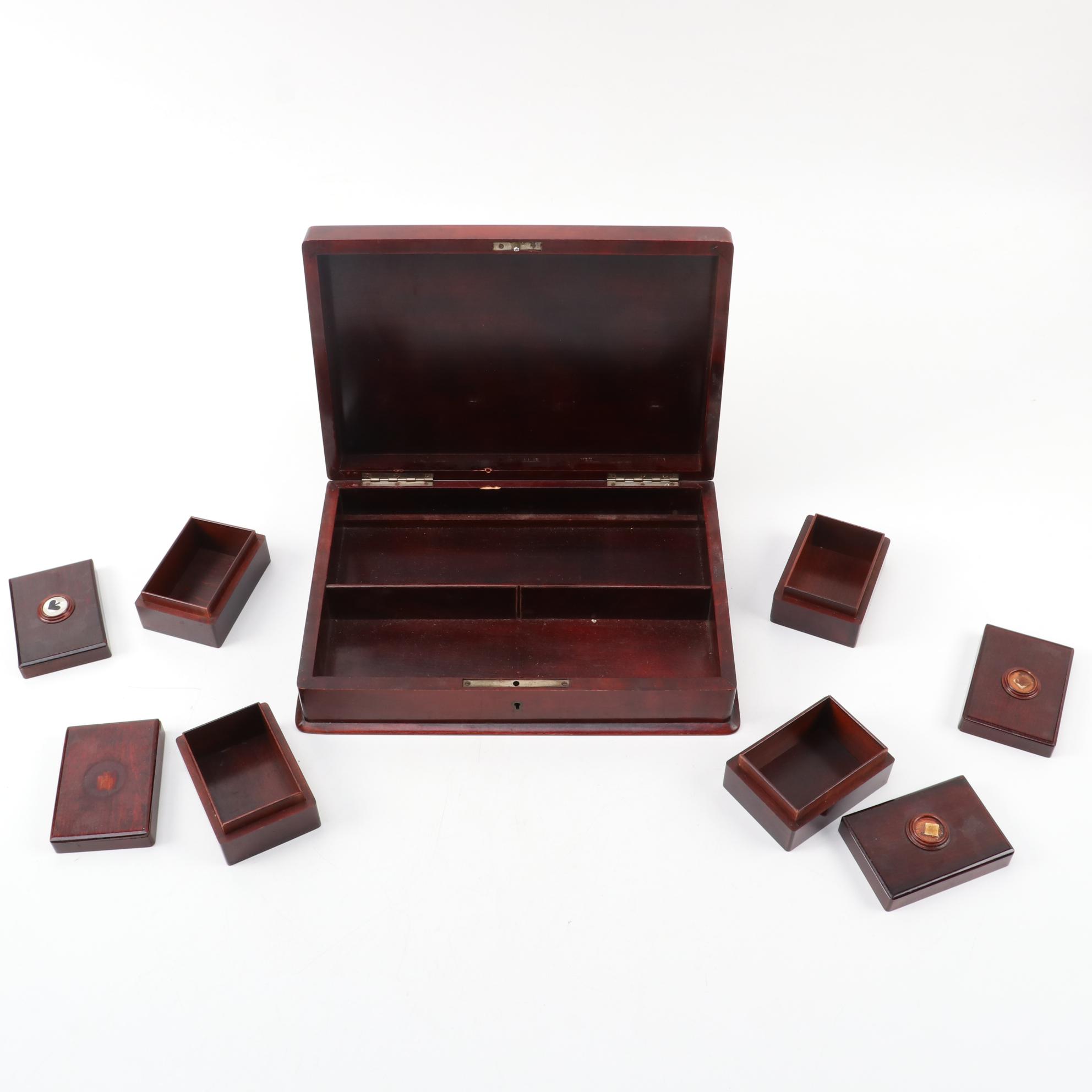 Resin Domino Set with Storage Box and Wooden Gaming Chest