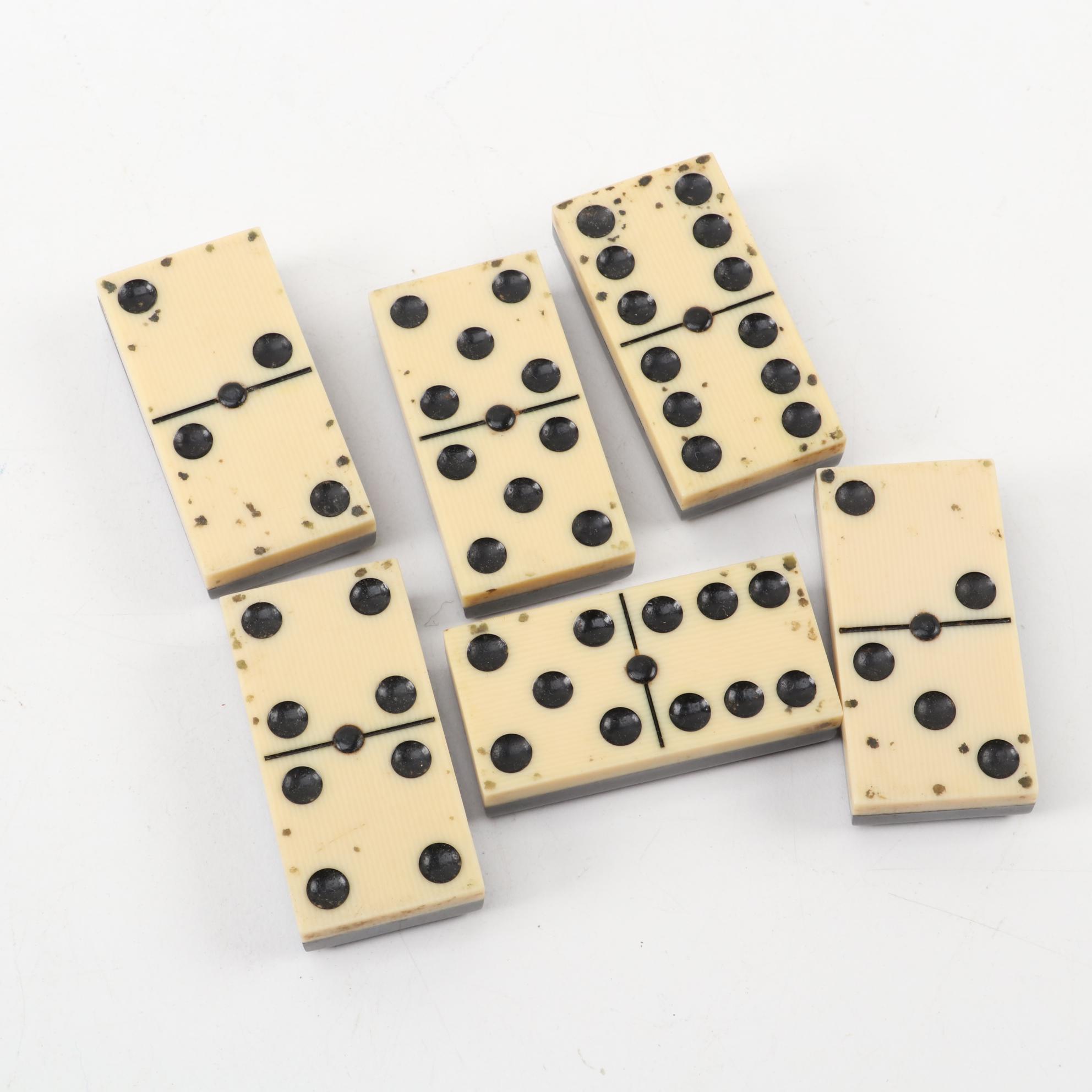 Resin Domino Set with Storage Box and Wooden Gaming Chest
