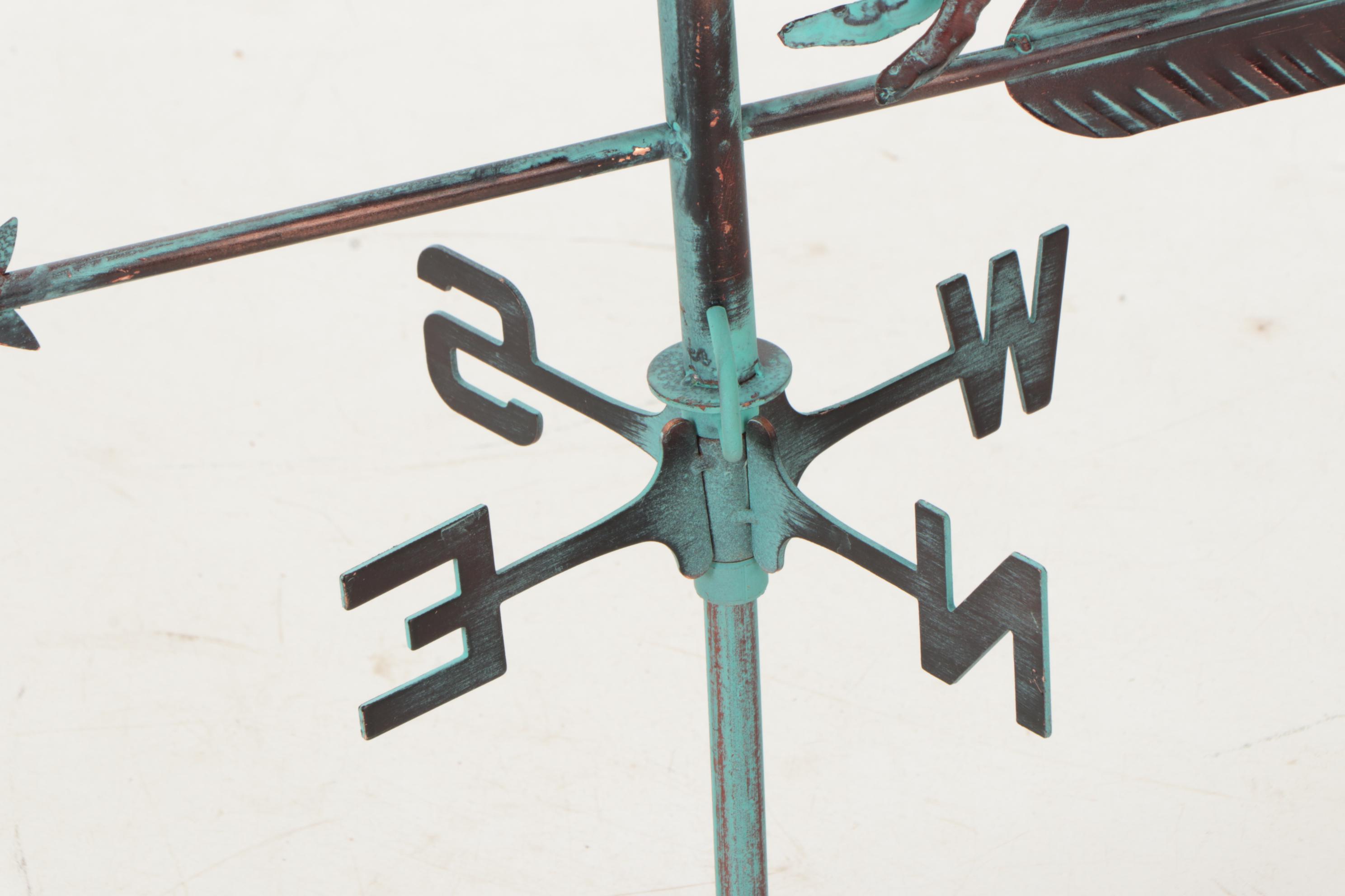 Verdigris Patinated Copper Steel Rooster Weathervane