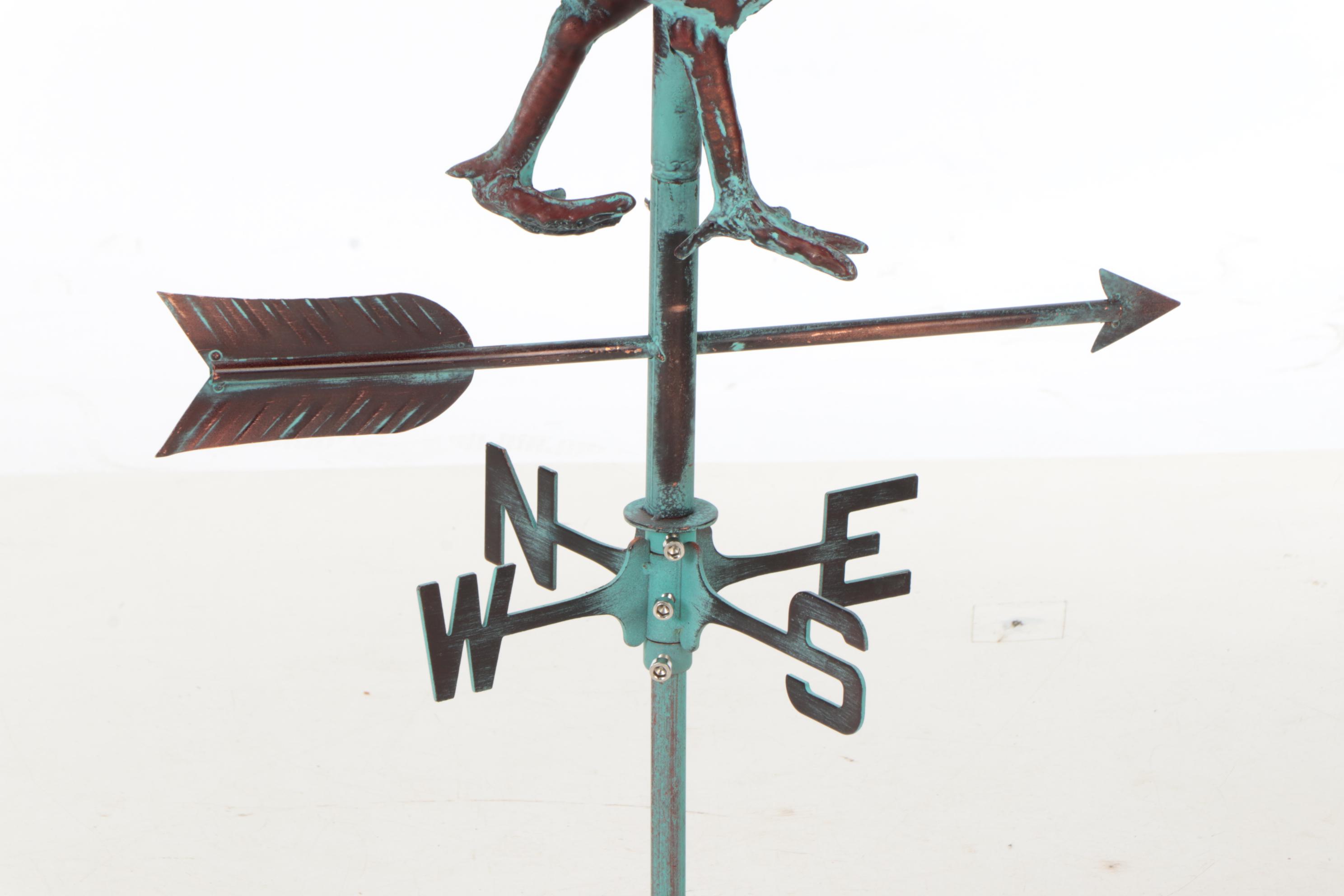 Verdigris Patinated Copper Steel Rooster Weathervane