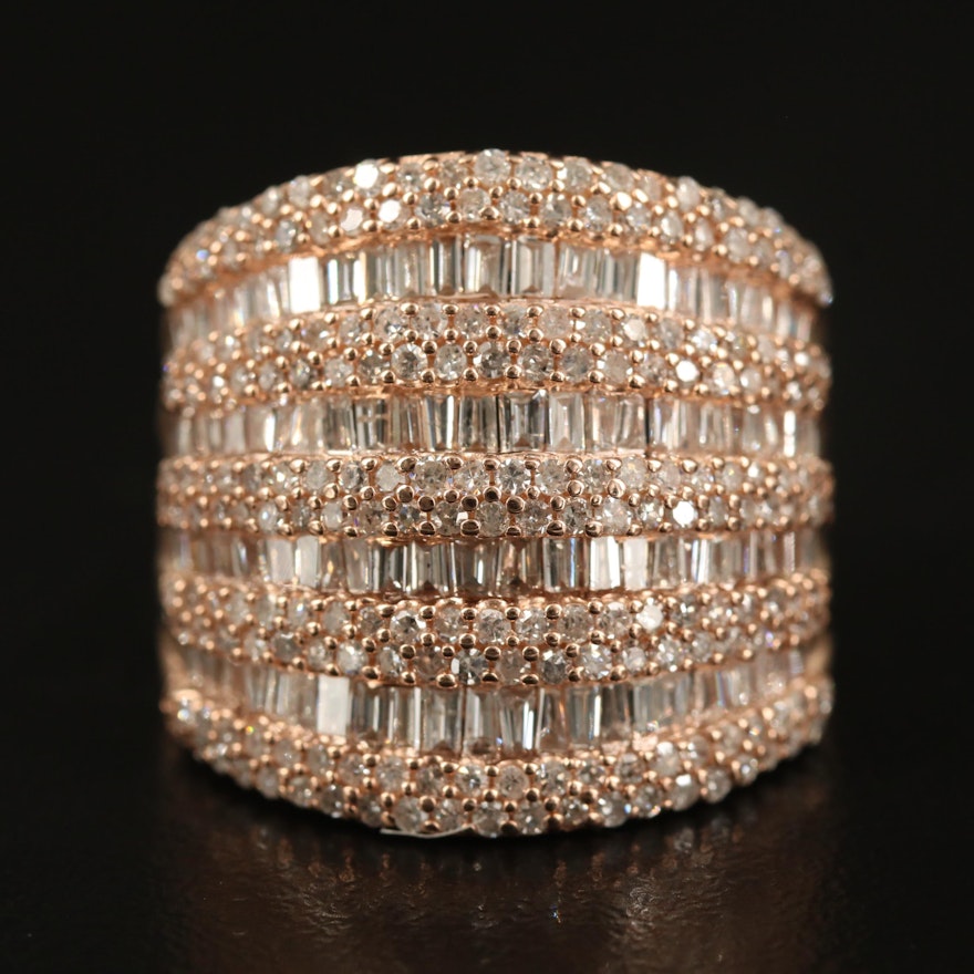 EFFY 14K Rose Gold 2.06 CTW Diamond Multi-Row Ring