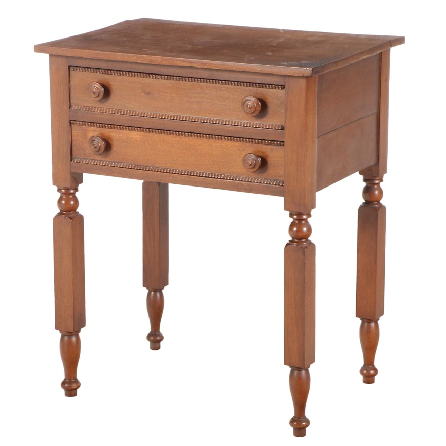 Victorian Walnut Two-Drawer Work Table, Mid-19th Century