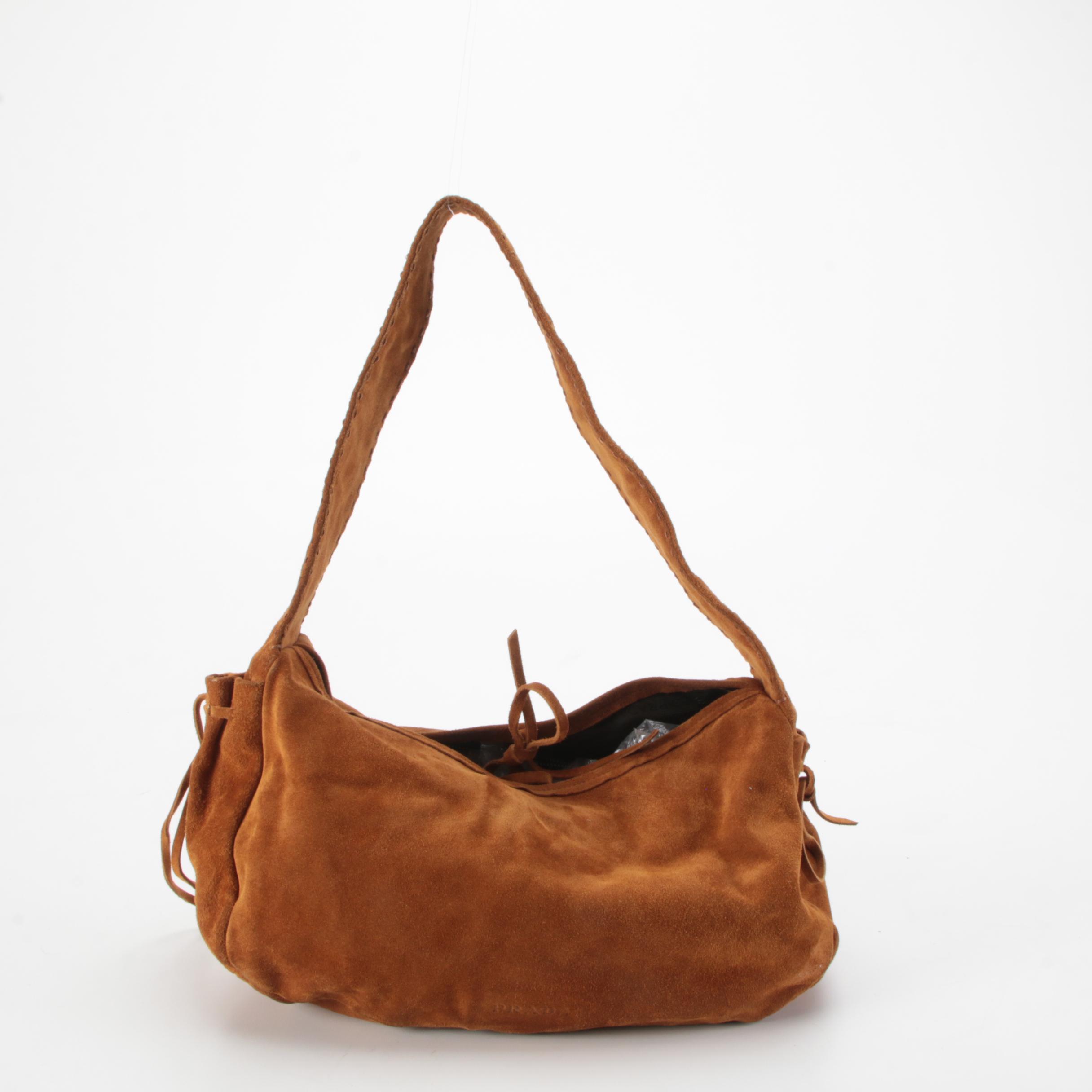 Prada Hobo Bag in Cognac Suede