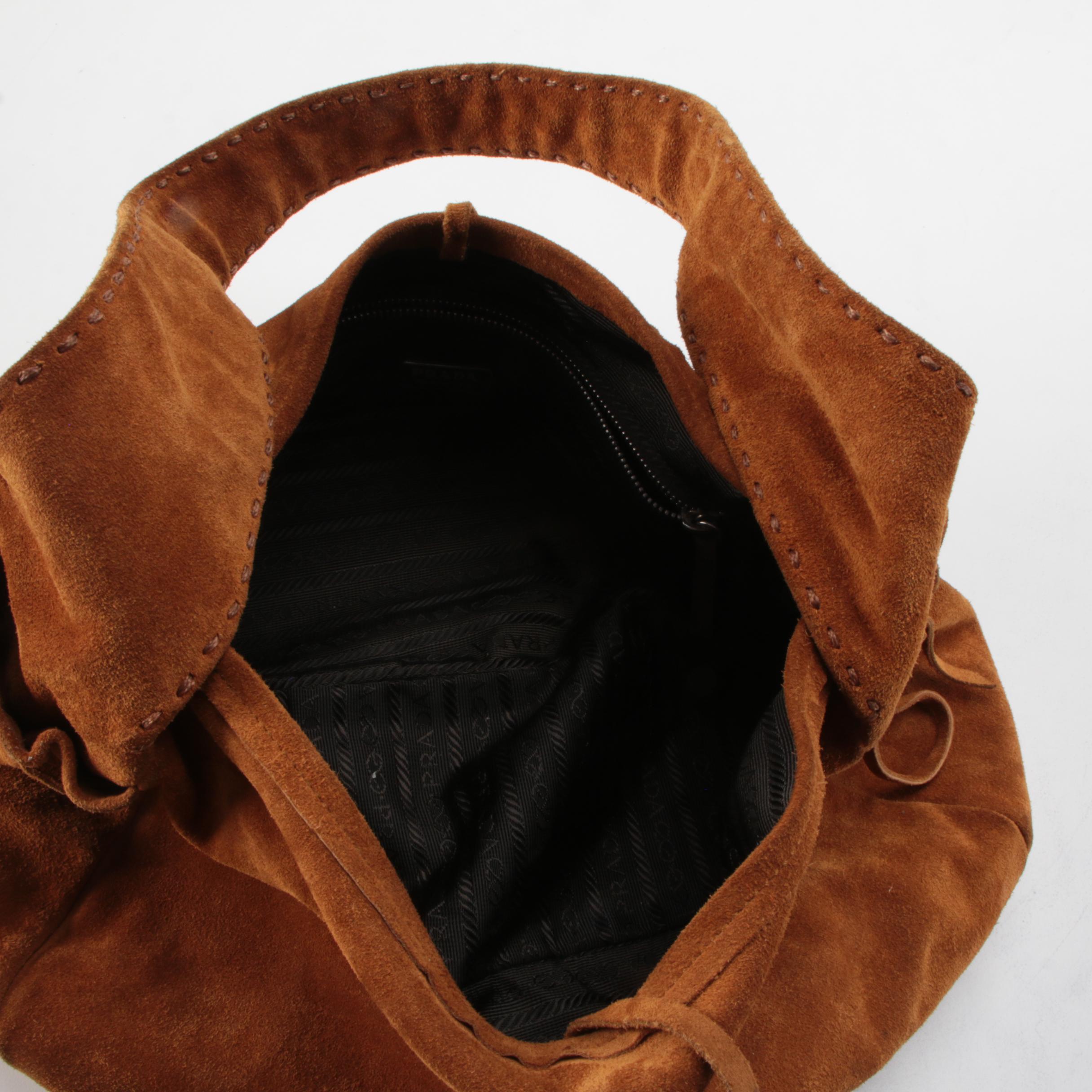 Prada Hobo Bag in Cognac Suede