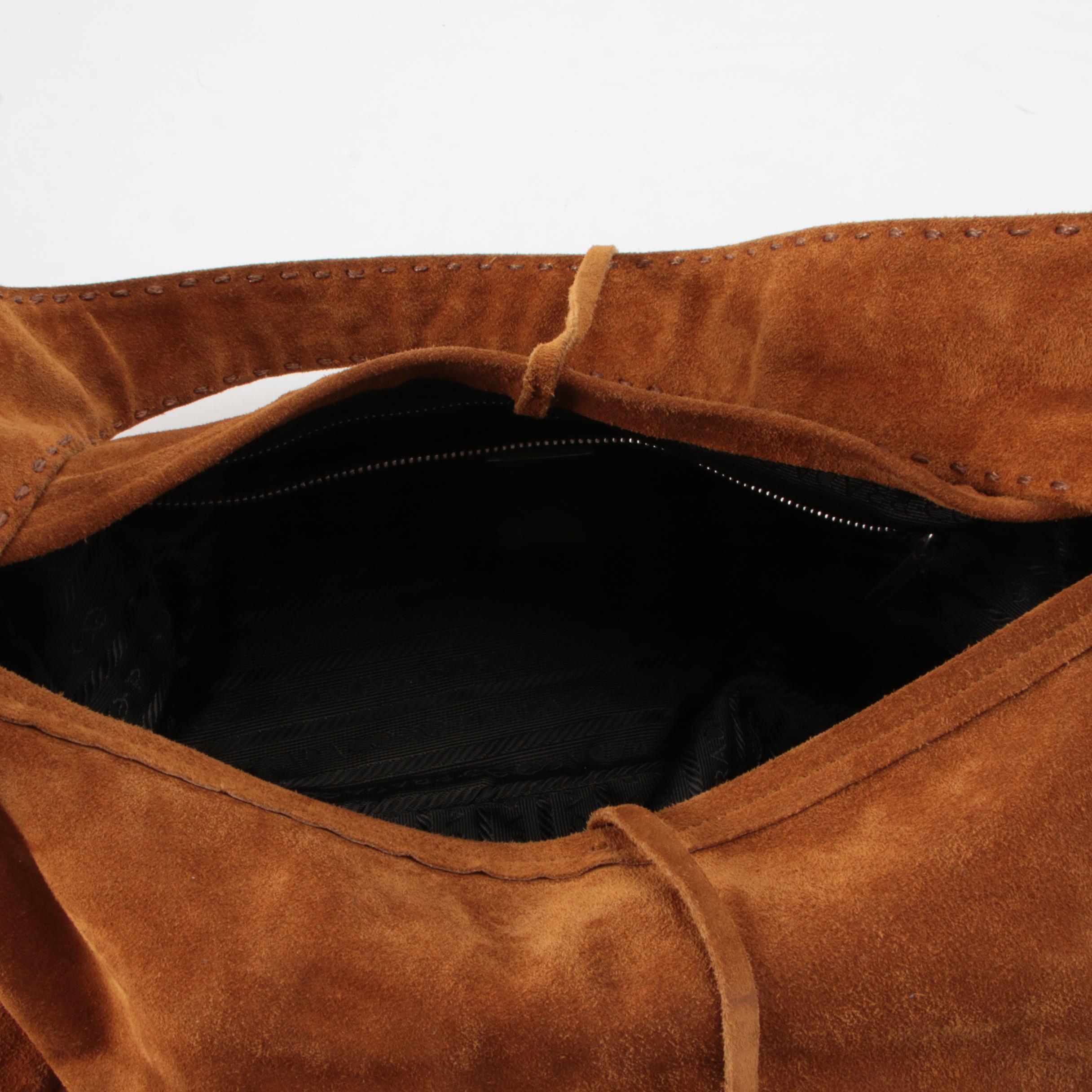 Prada Hobo Bag in Cognac Suede