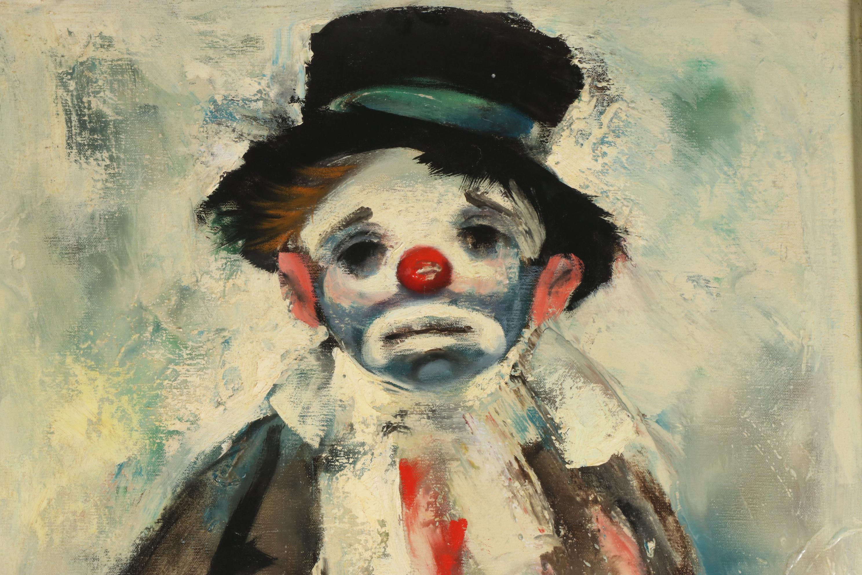 Ozz França Portrait Oil Painting "Clown in Love," 1965