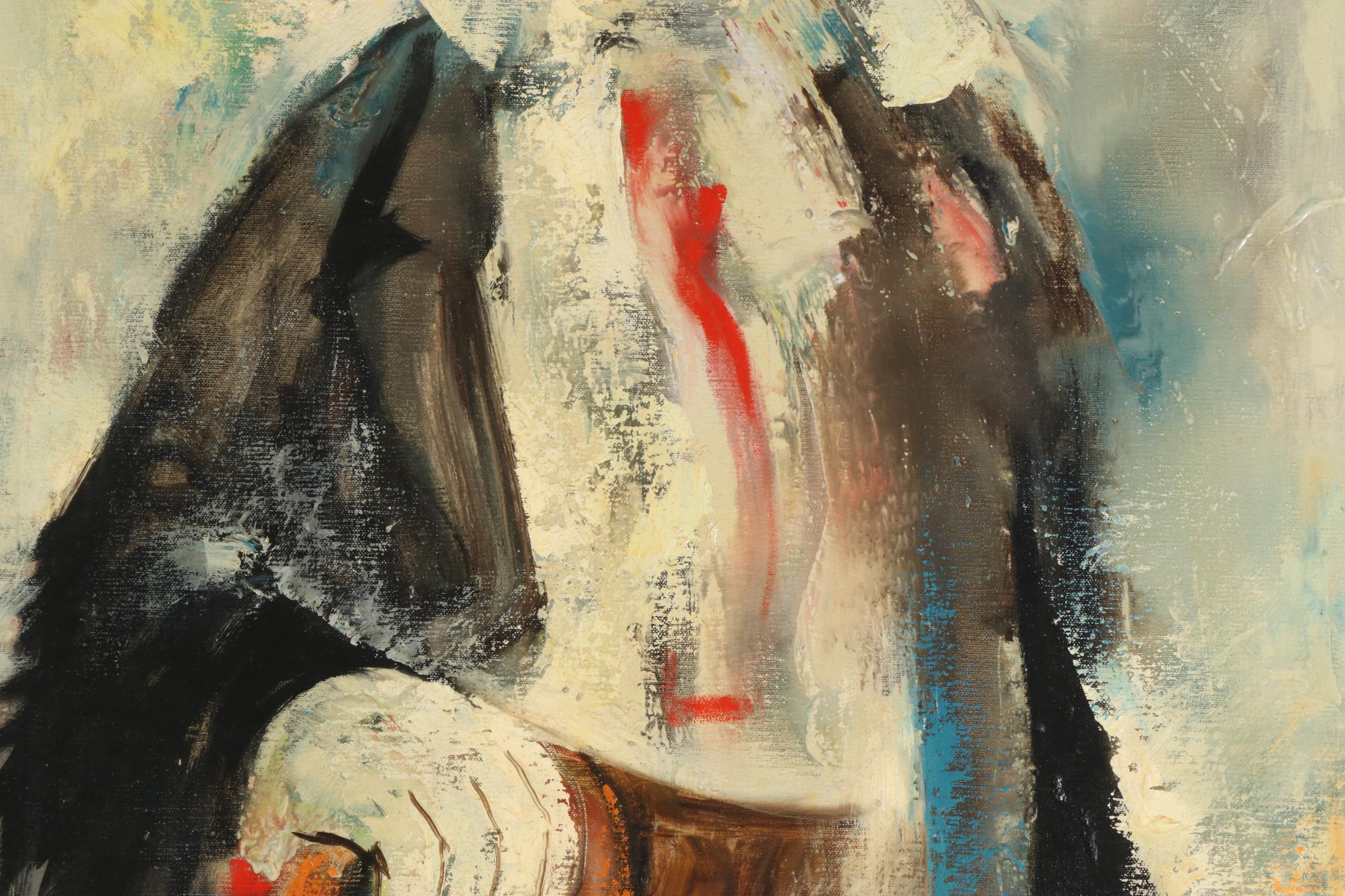 Ozz França Portrait Oil Painting "Clown in Love," 1965