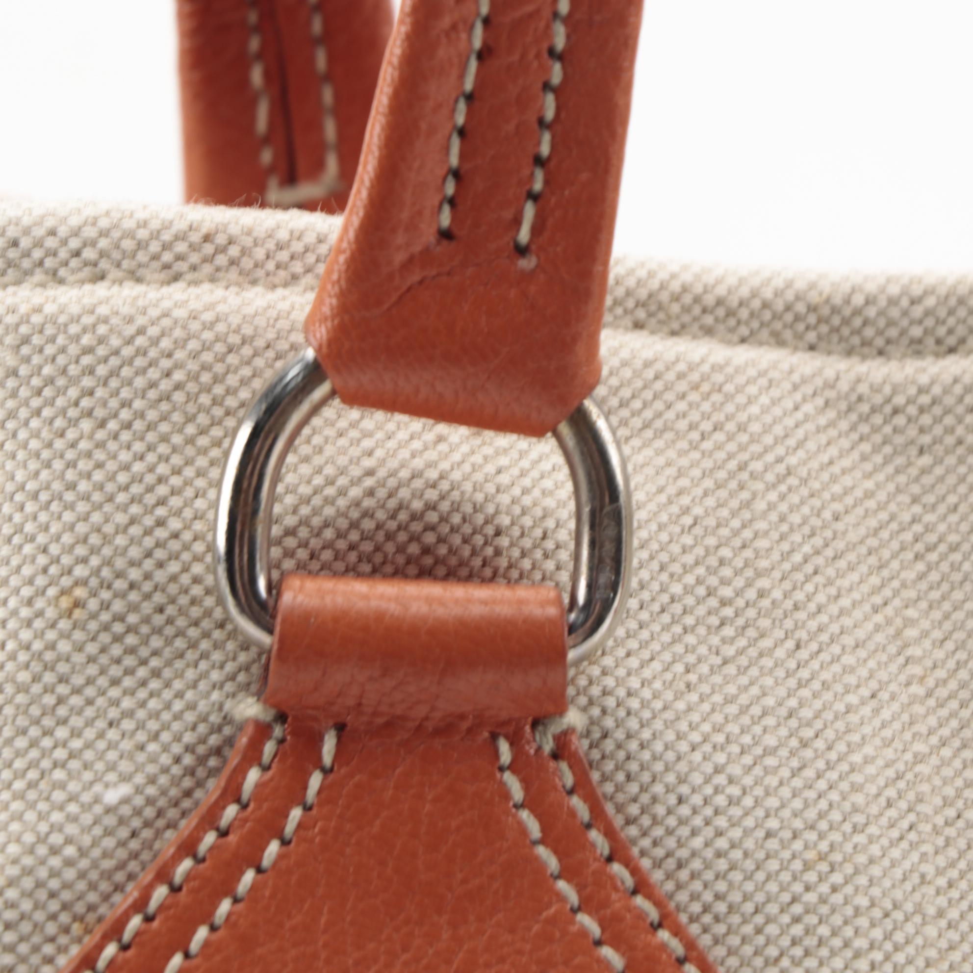 Prada Canvas Tote with Orange Grained Leather Trim
