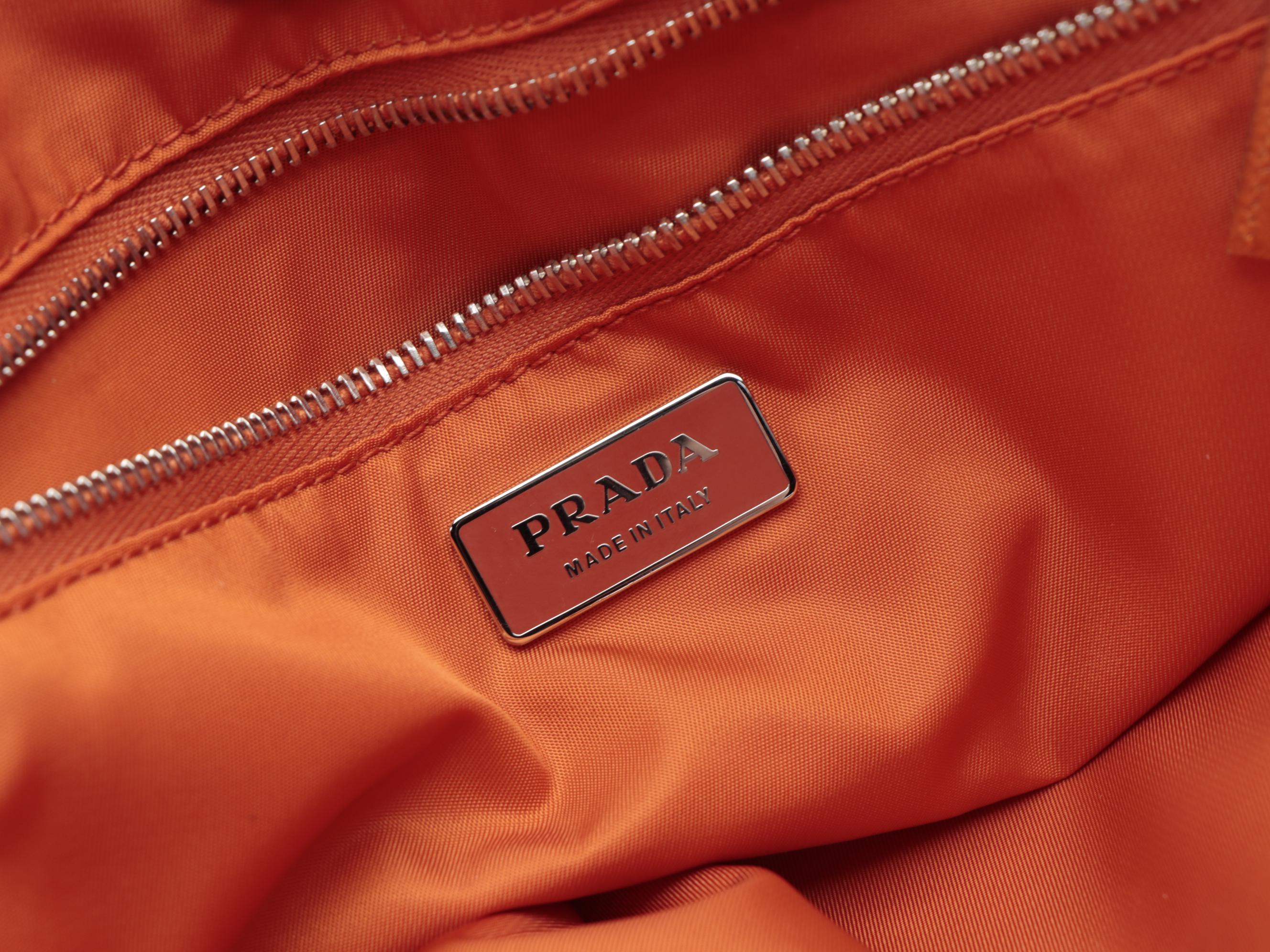 Prada Canvas Tote with Orange Grained Leather Trim