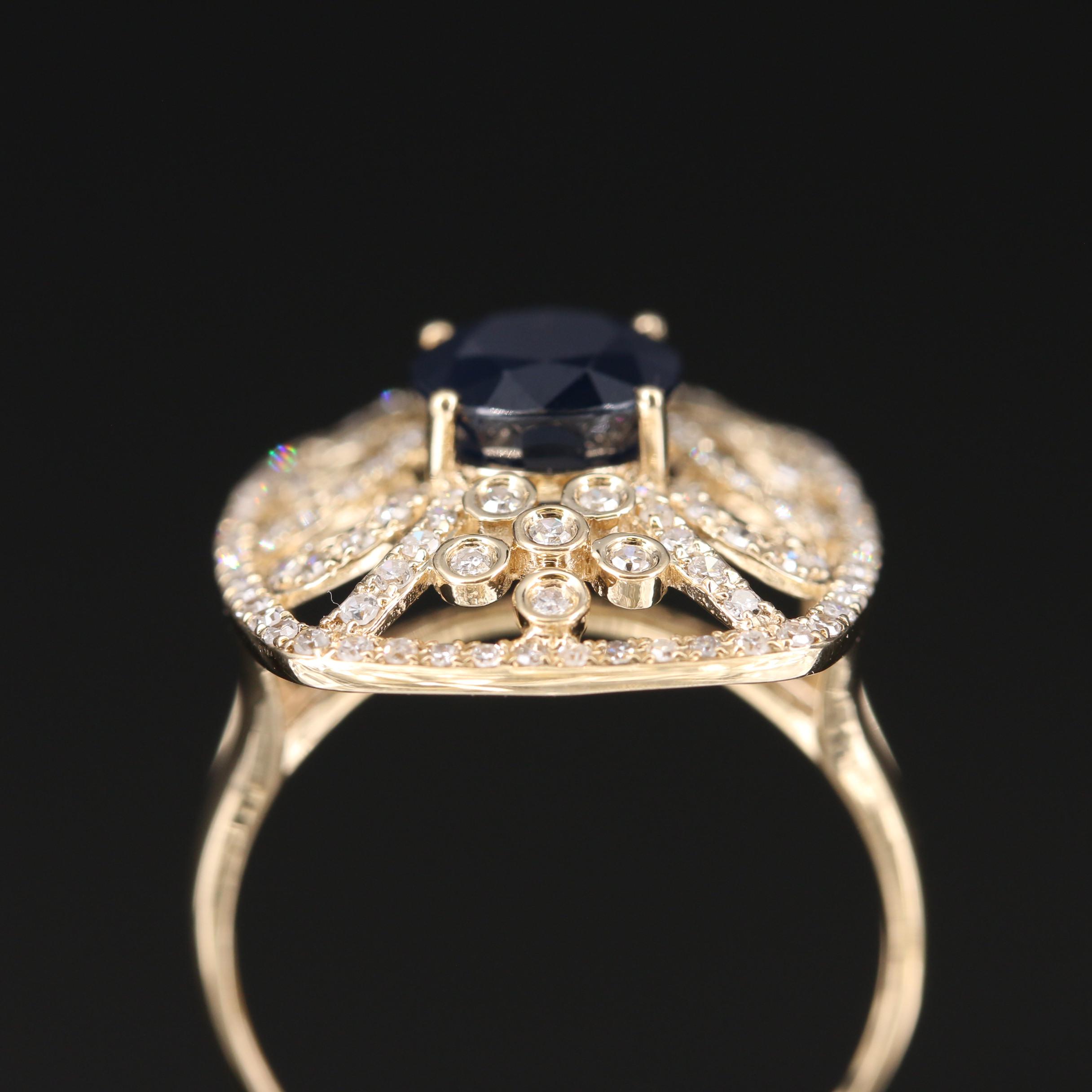 EFFY 14K 2.45 CT Sapphire and Diamond Ring