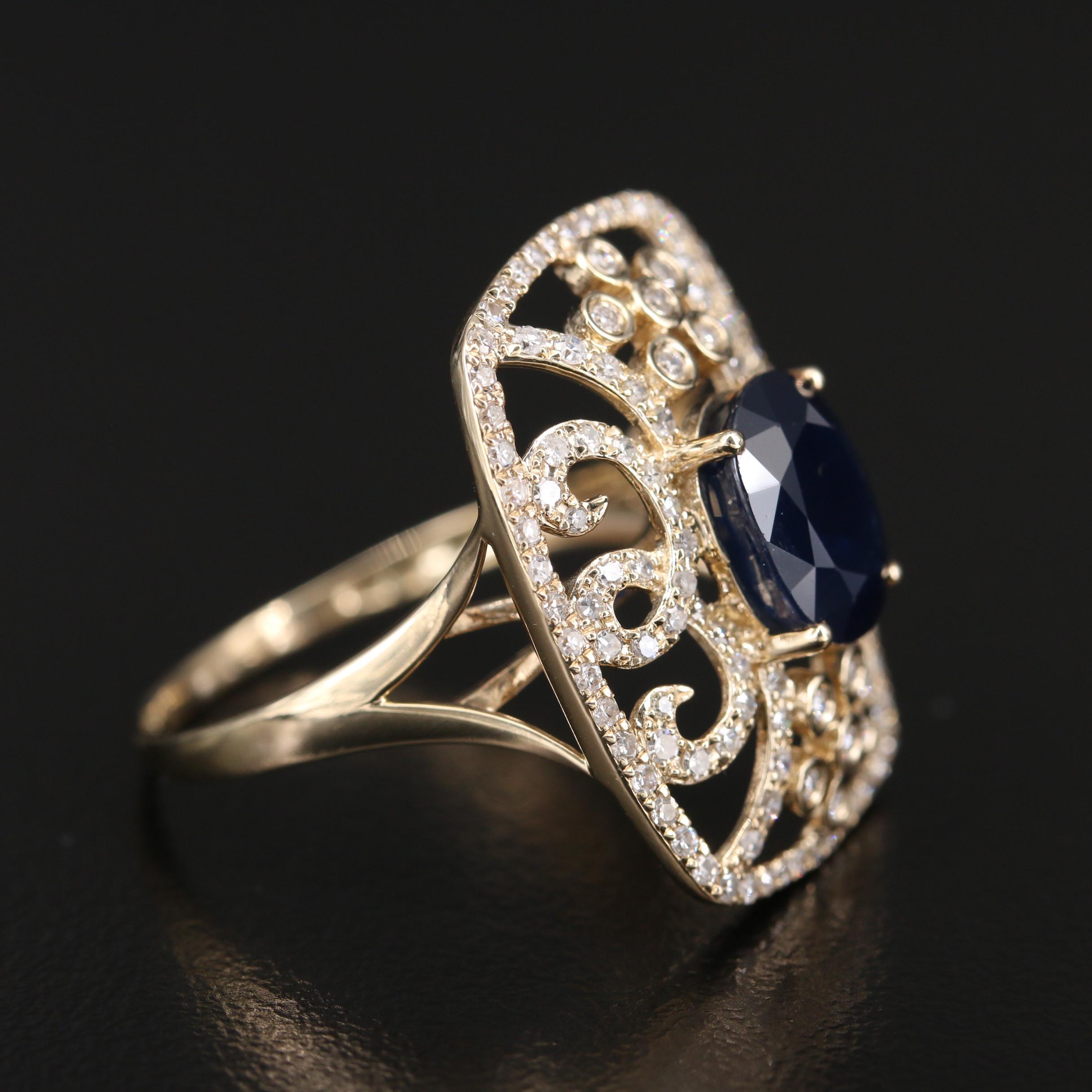 EFFY 14K 2.45 CT Sapphire and Diamond Ring