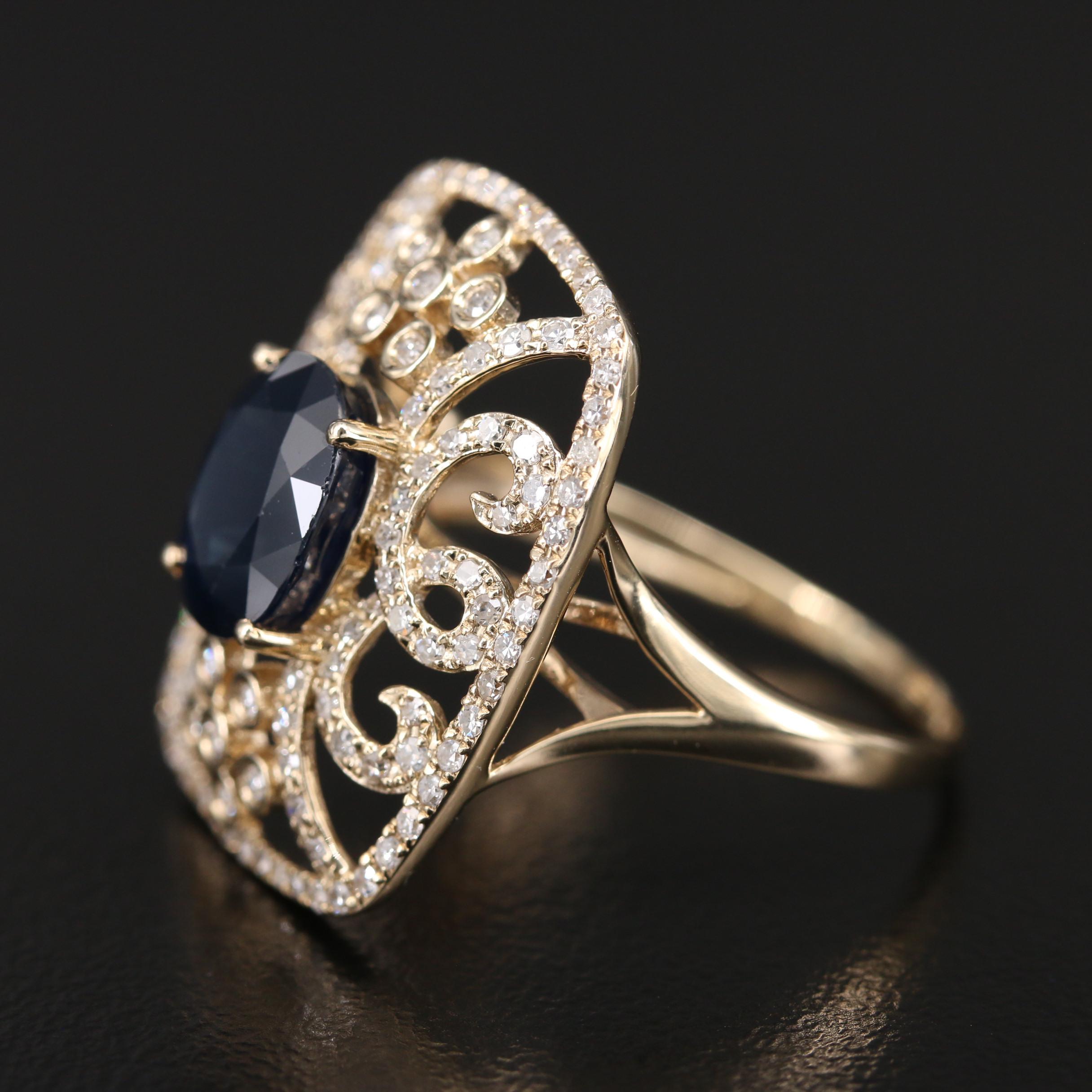 EFFY 14K 2.45 CT Sapphire and Diamond Ring
