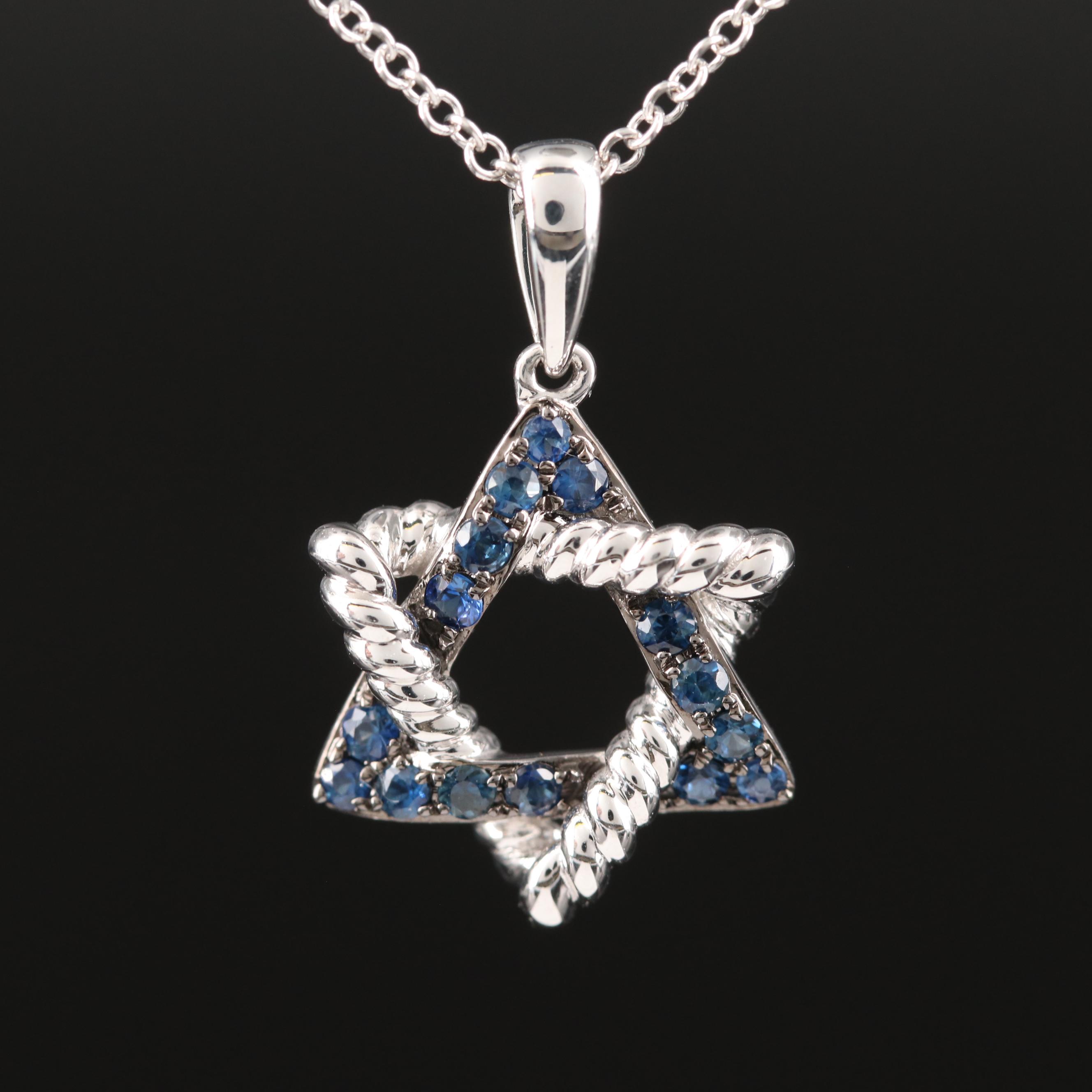 EFFY 14K Sapphire Star of David Pendant Necklace