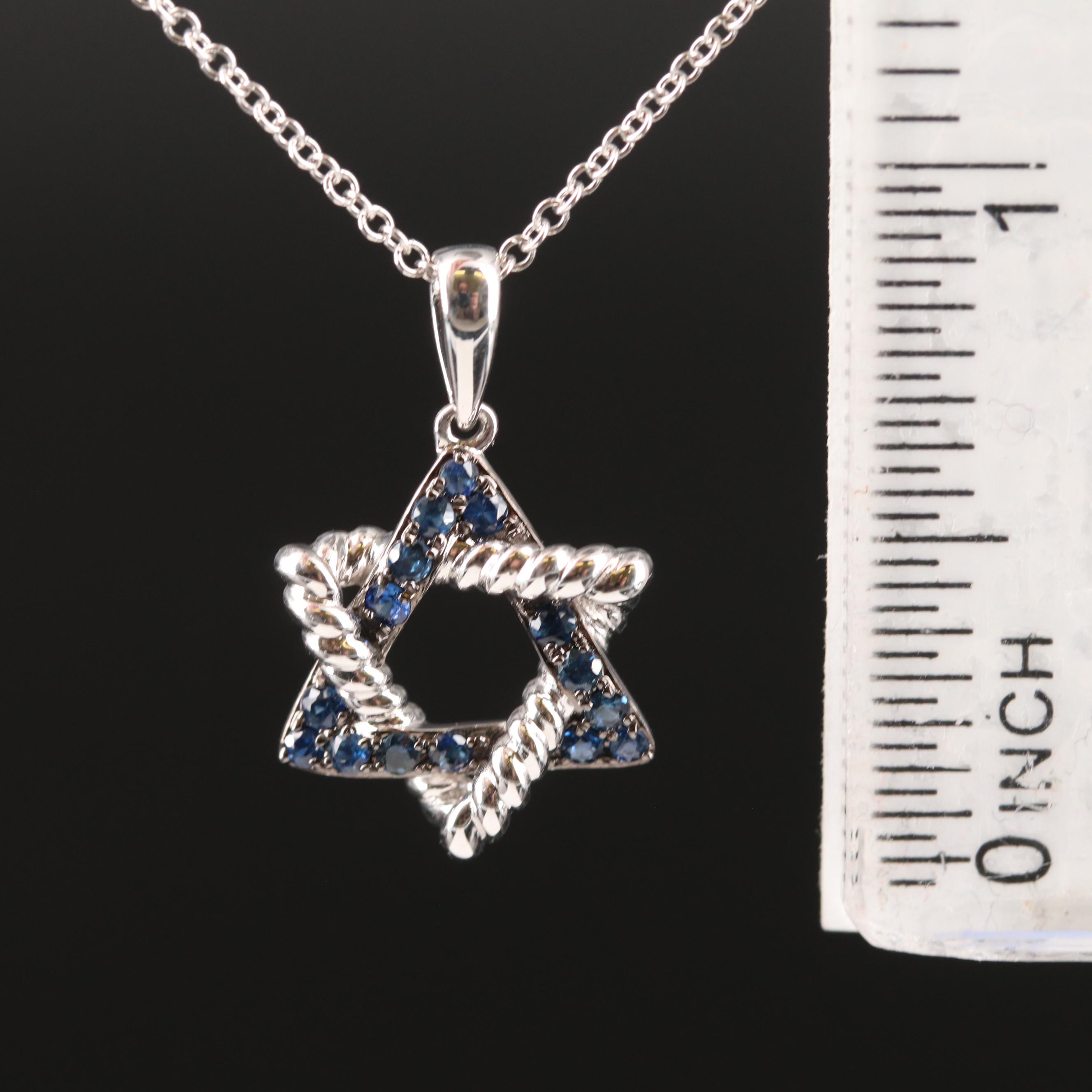 EFFY 14K Sapphire Star of David Pendant Necklace