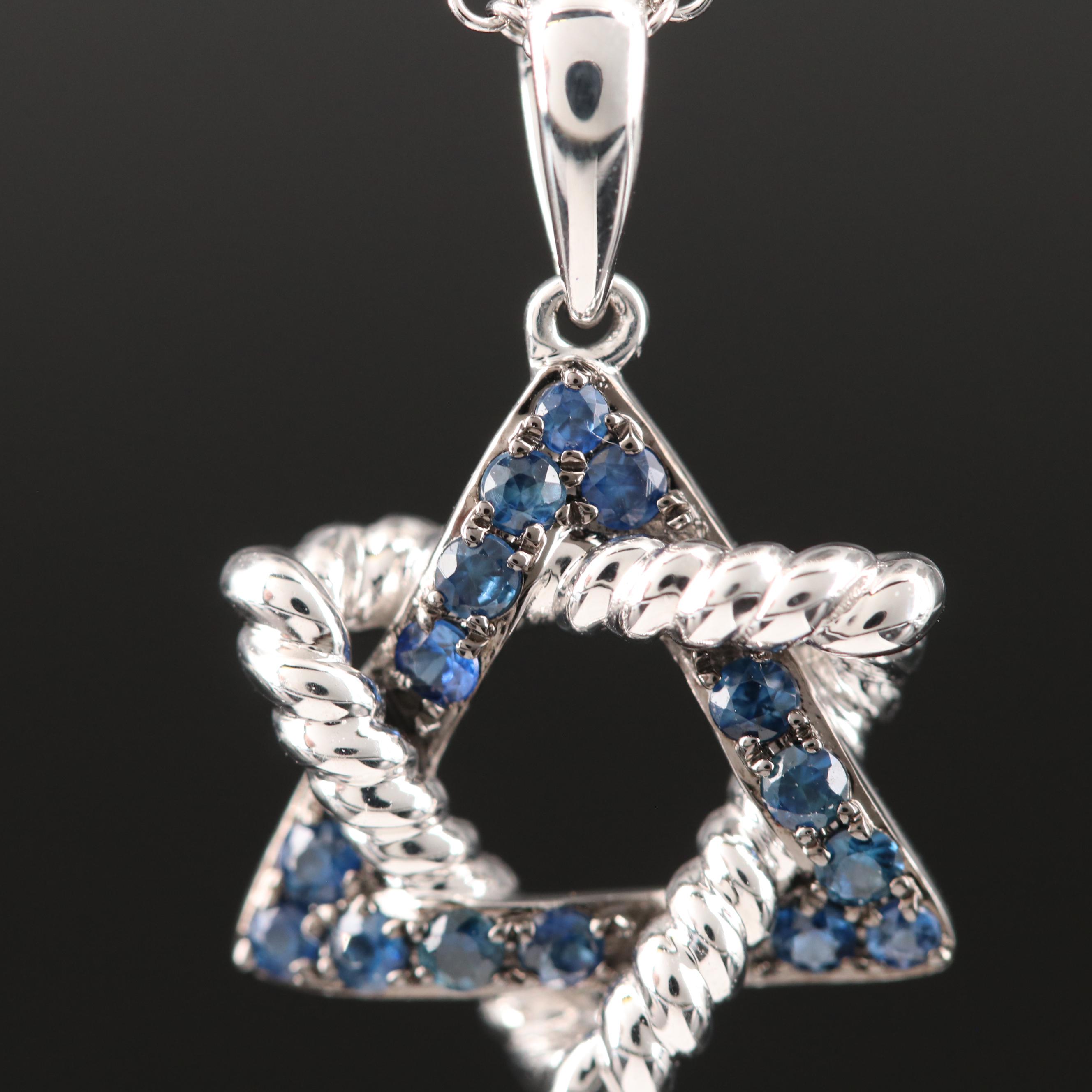 EFFY 14K Sapphire Star of David Pendant Necklace