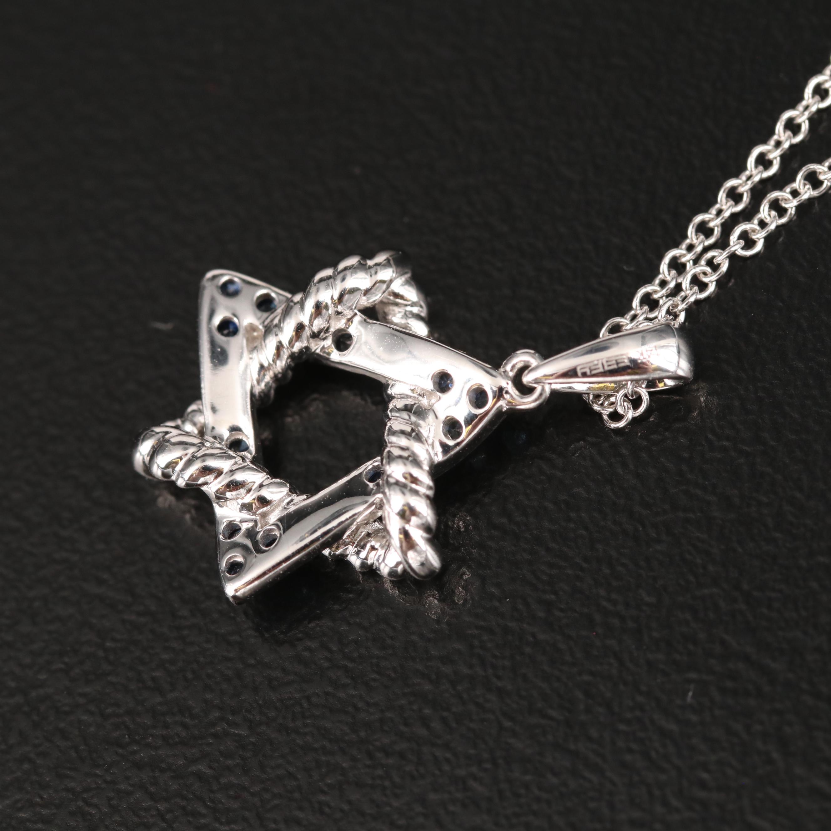 EFFY 14K Sapphire Star of David Pendant Necklace