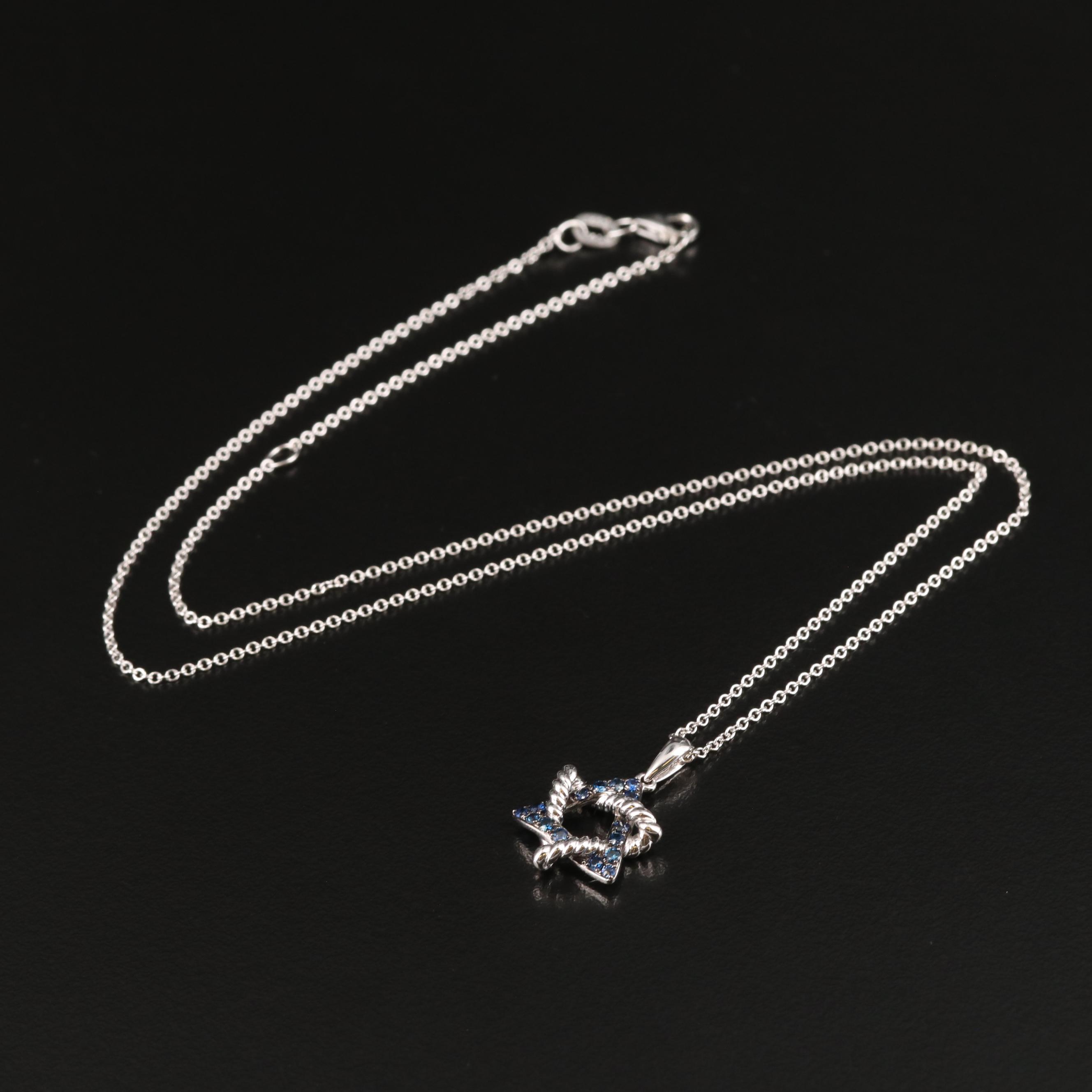 EFFY 14K Sapphire Star of David Pendant Necklace