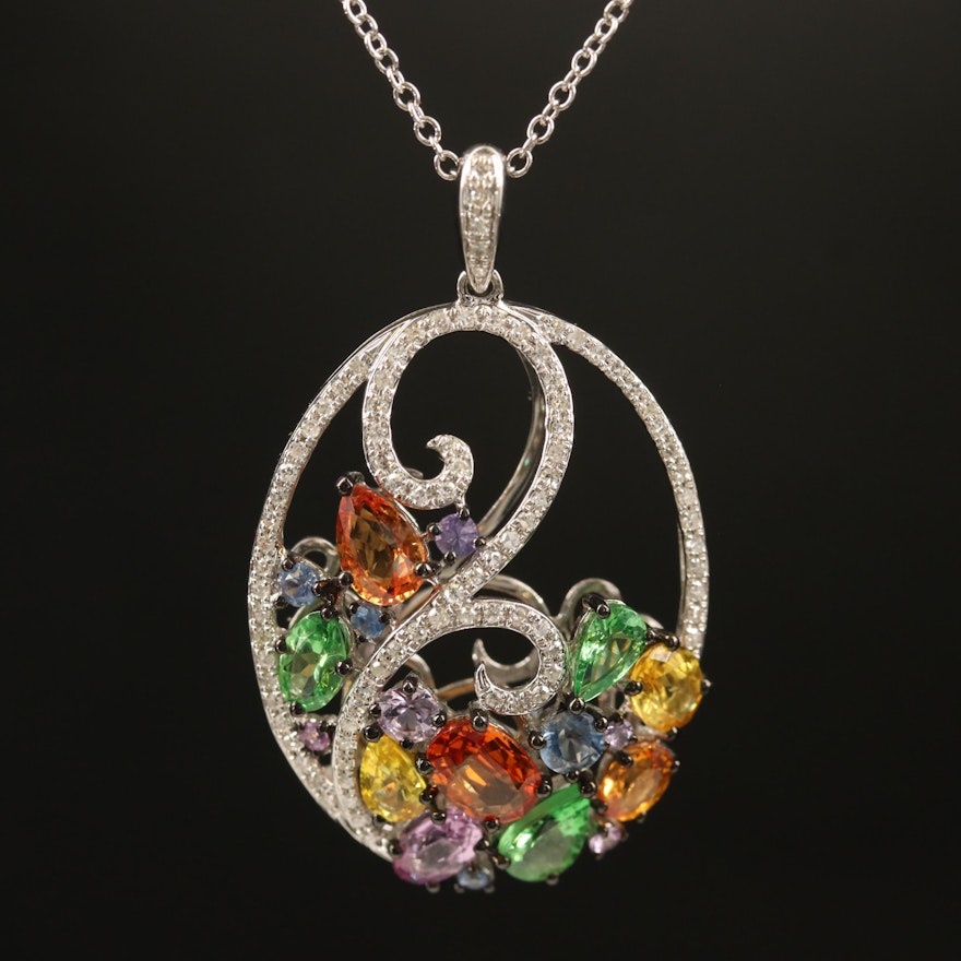 EFFY 14K Sapphire, Tsavorite and Diamond Pendant Necklace