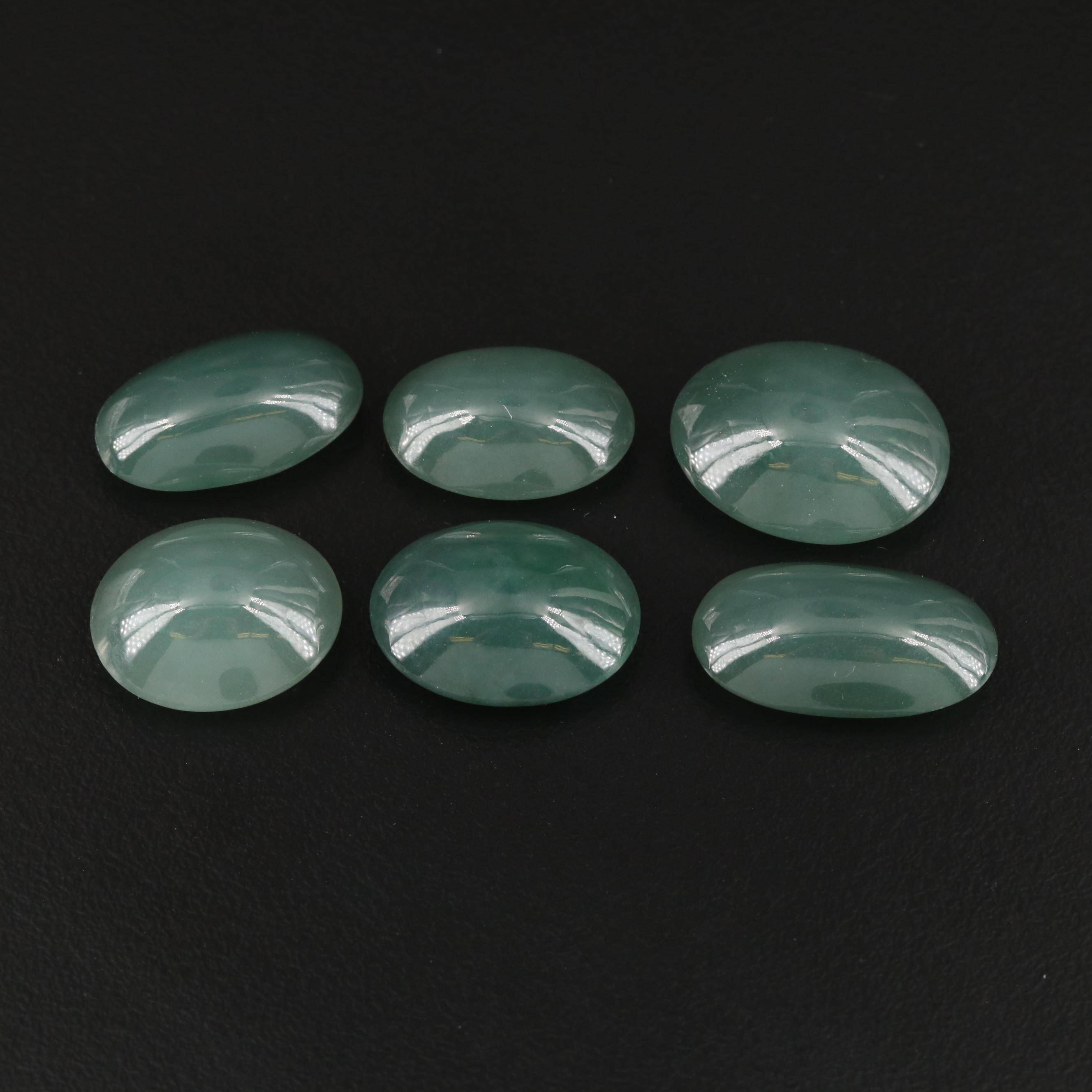 Loose 64.57 CTW Oval Jadeite Cabochons