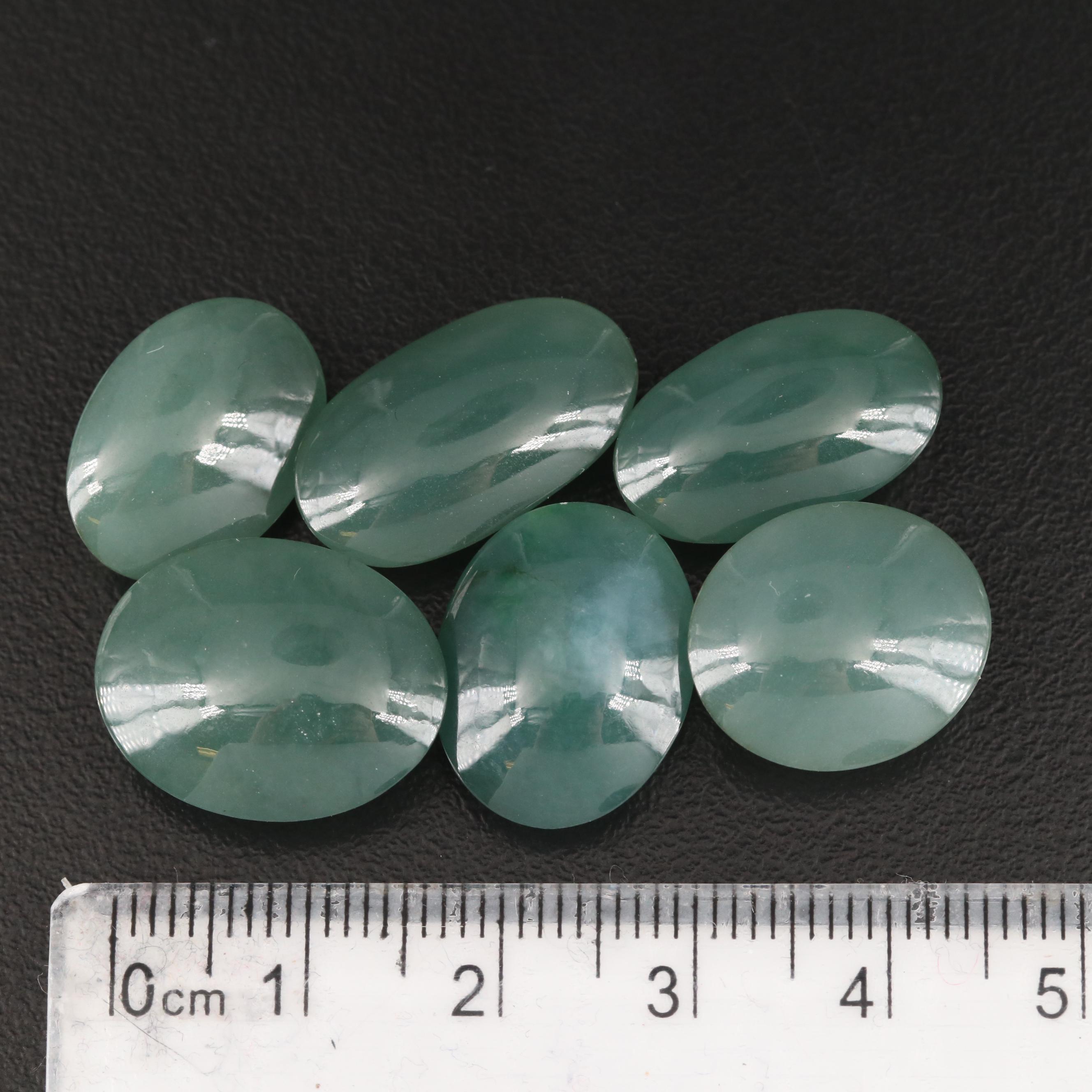 Loose 64.57 CTW Oval Jadeite Cabochons