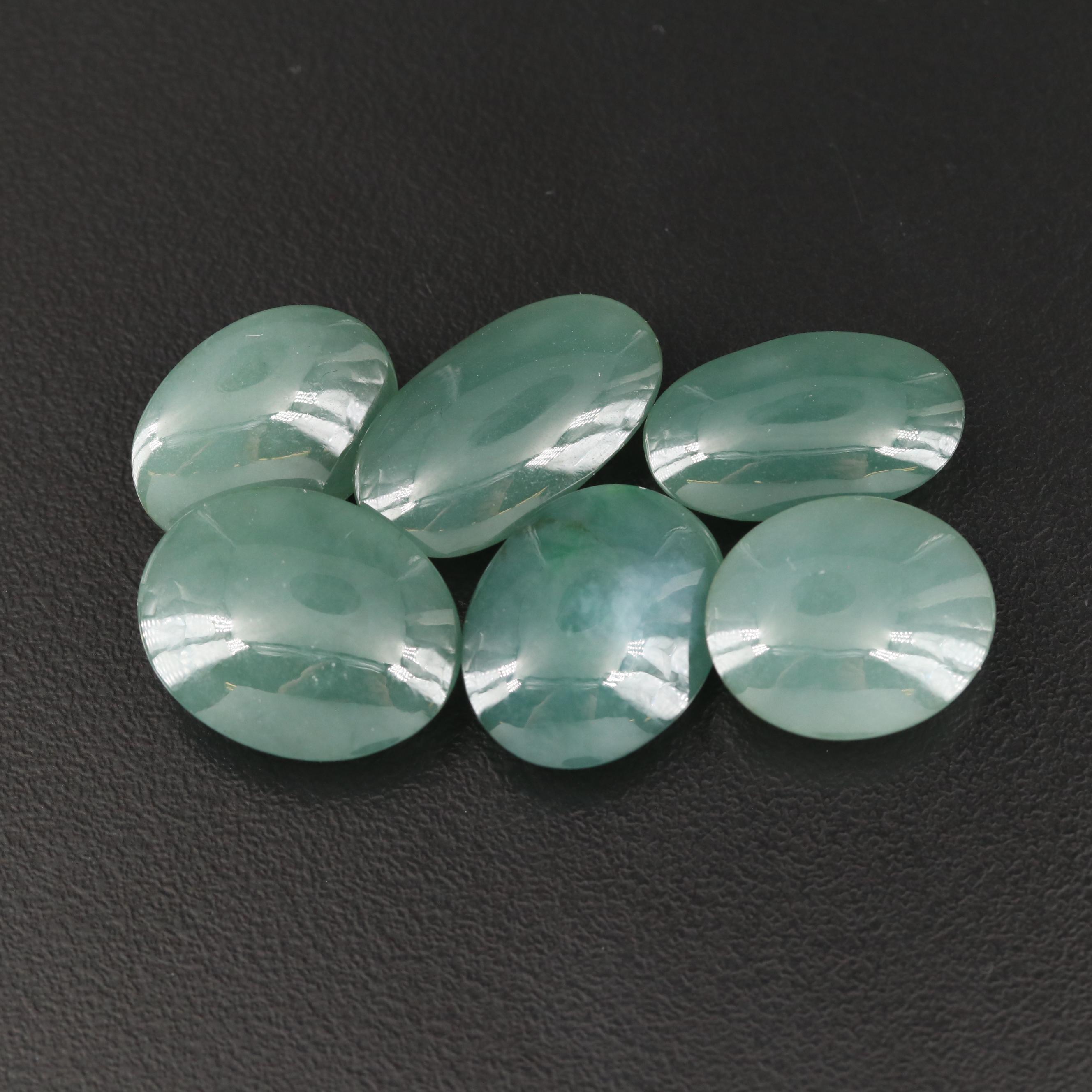 Loose 64.57 CTW Oval Jadeite Cabochons