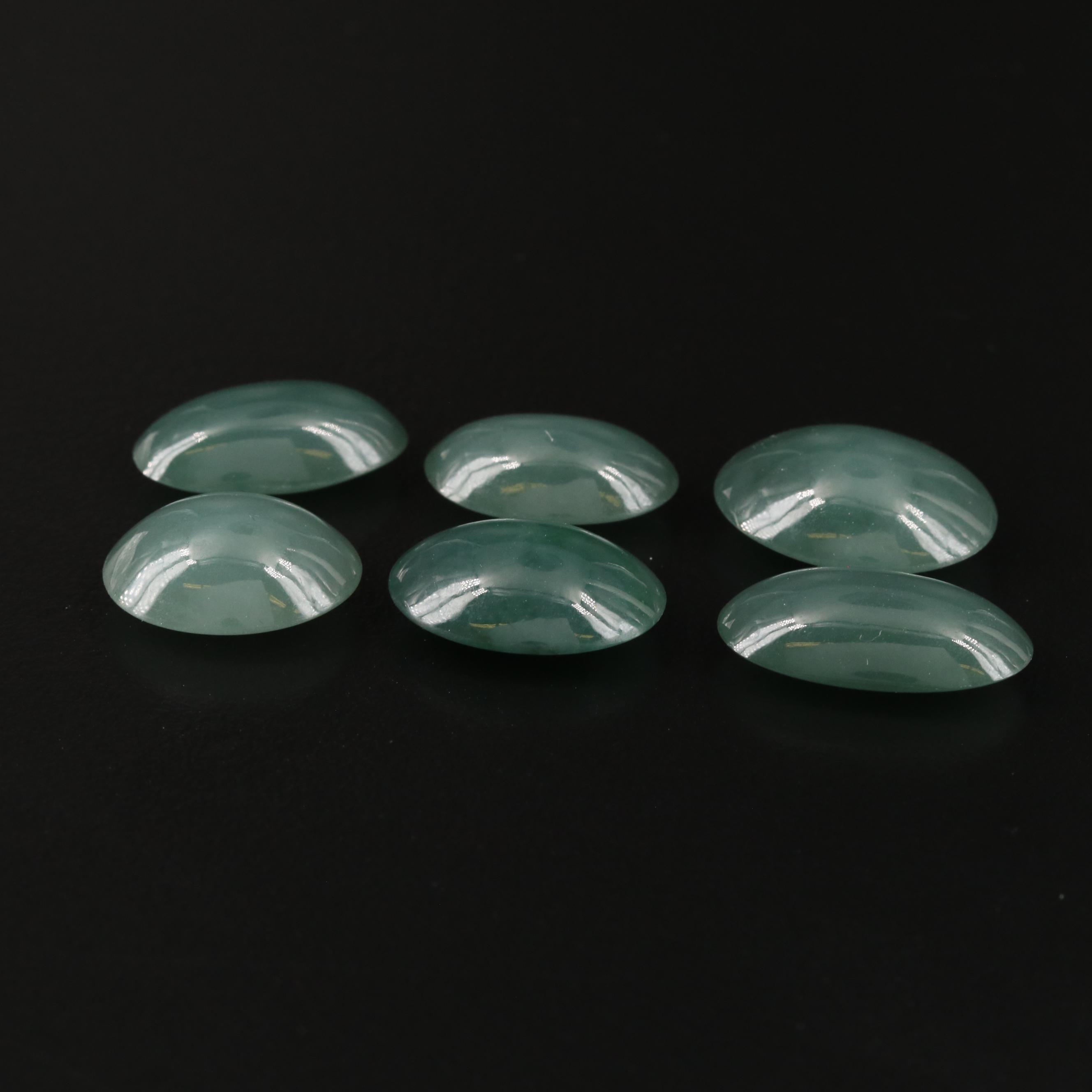Loose 64.57 CTW Oval Jadeite Cabochons