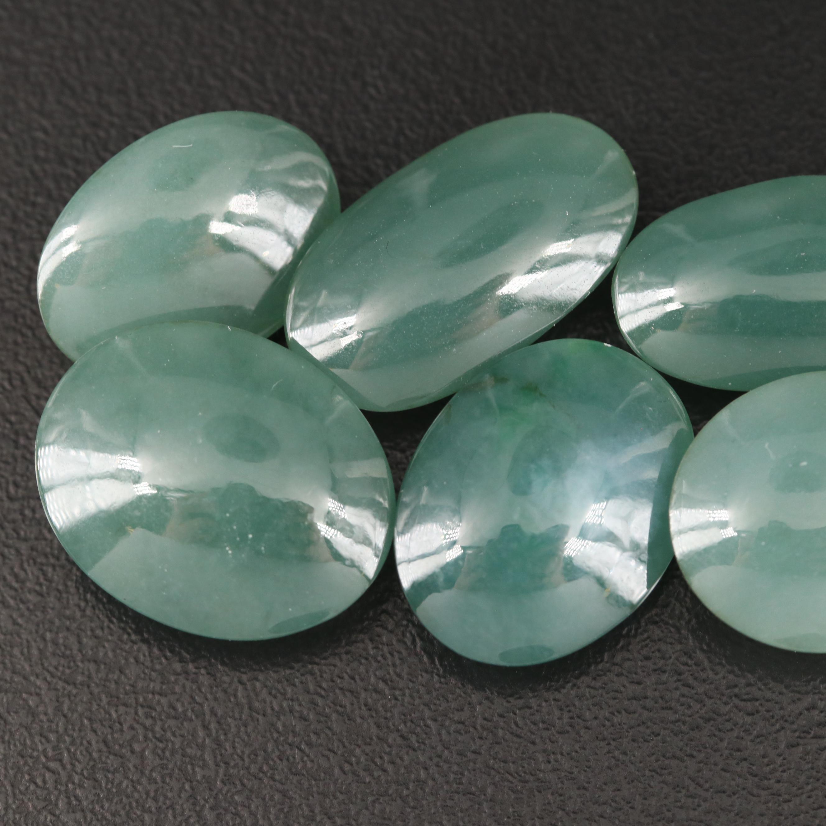 Loose 64.57 CTW Oval Jadeite Cabochons