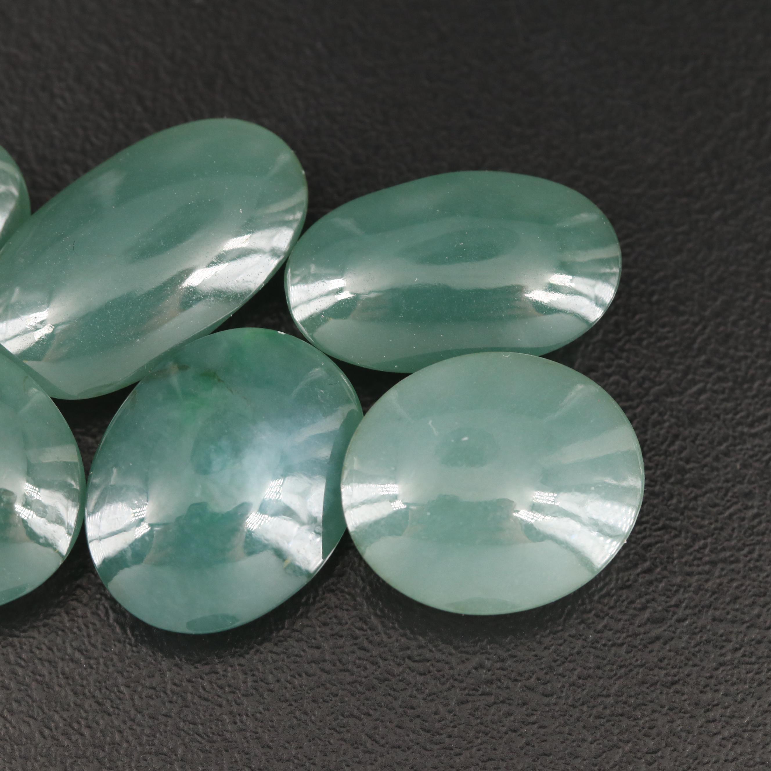 Loose 64.57 CTW Oval Jadeite Cabochons