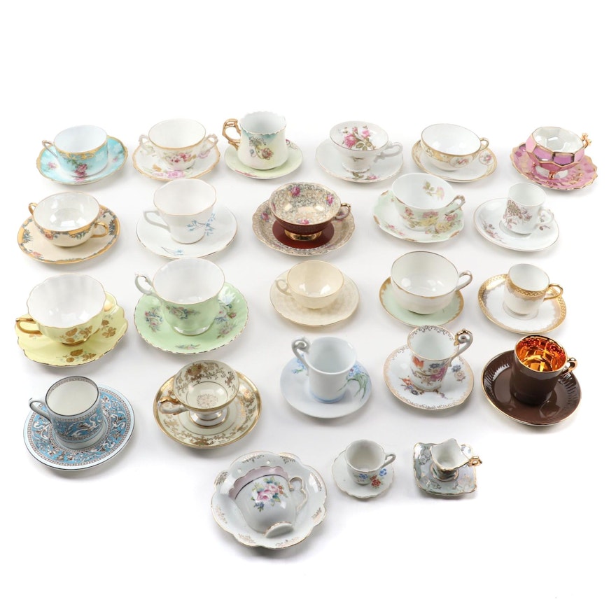 Occupied Japan and Other China Tea Cups and Saucers, Mid to Late 20th Century