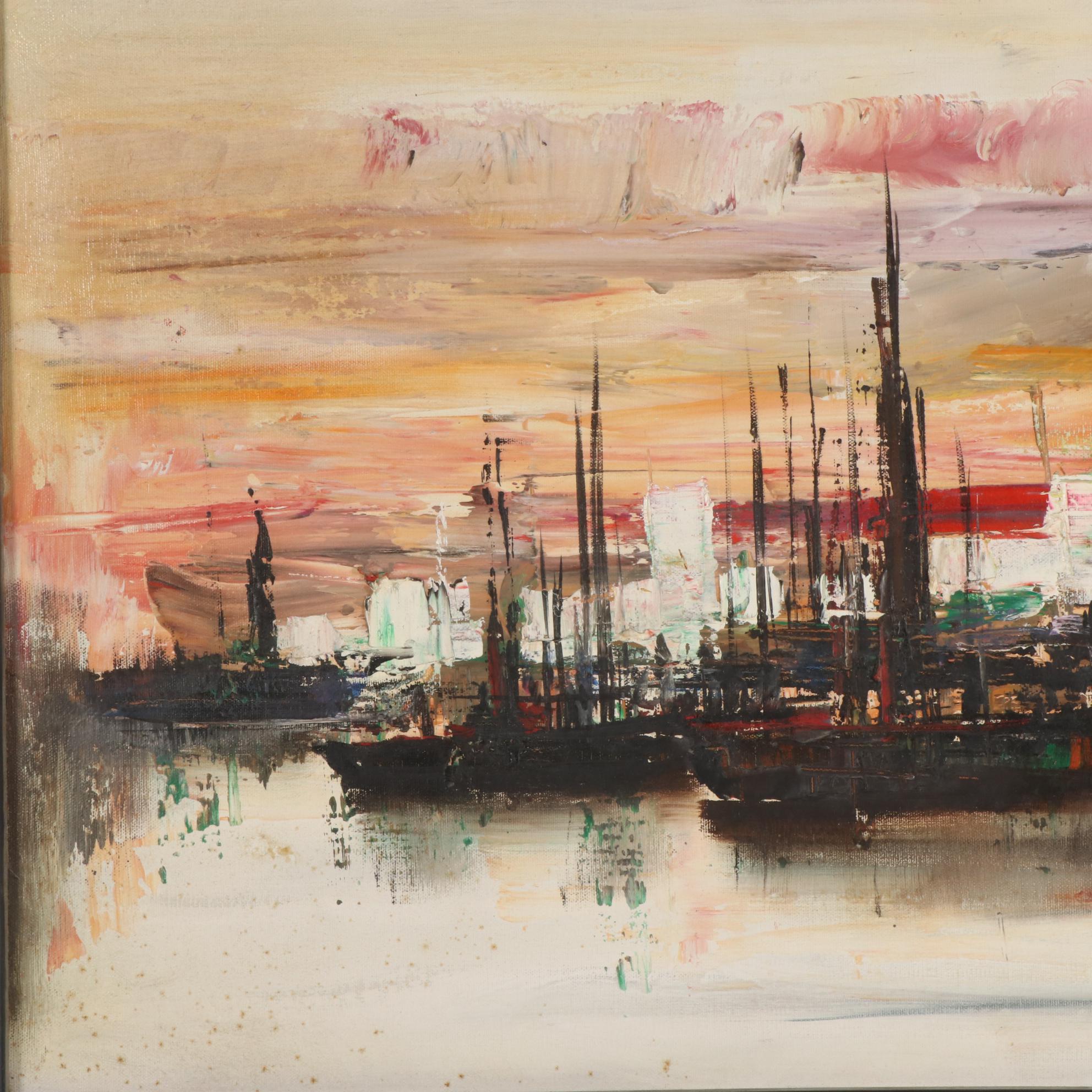 Ozz França Modernist Oil Painting "Crepúsculo," 1965