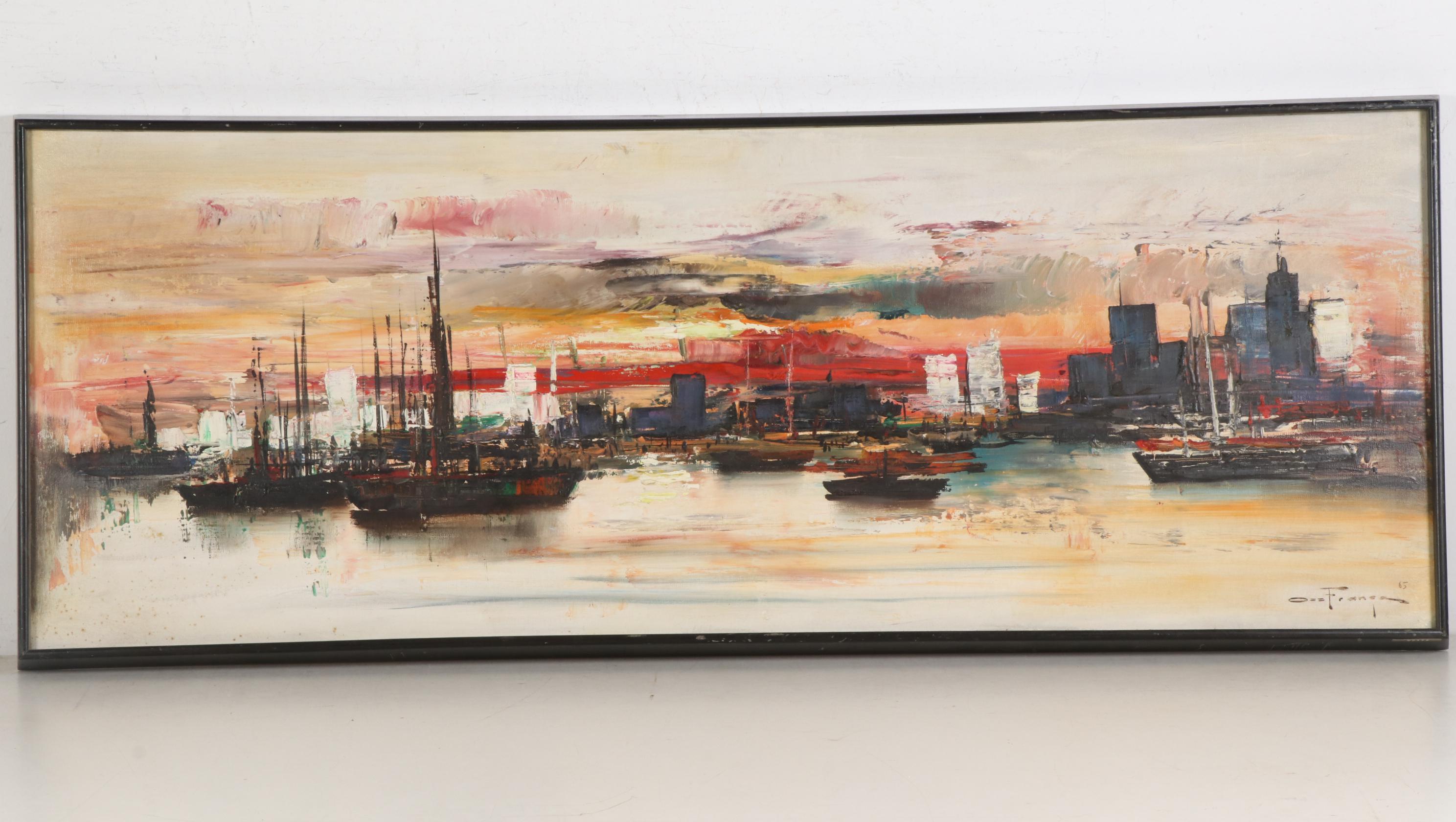 Ozz França Modernist Oil Painting "Crepúsculo," 1965